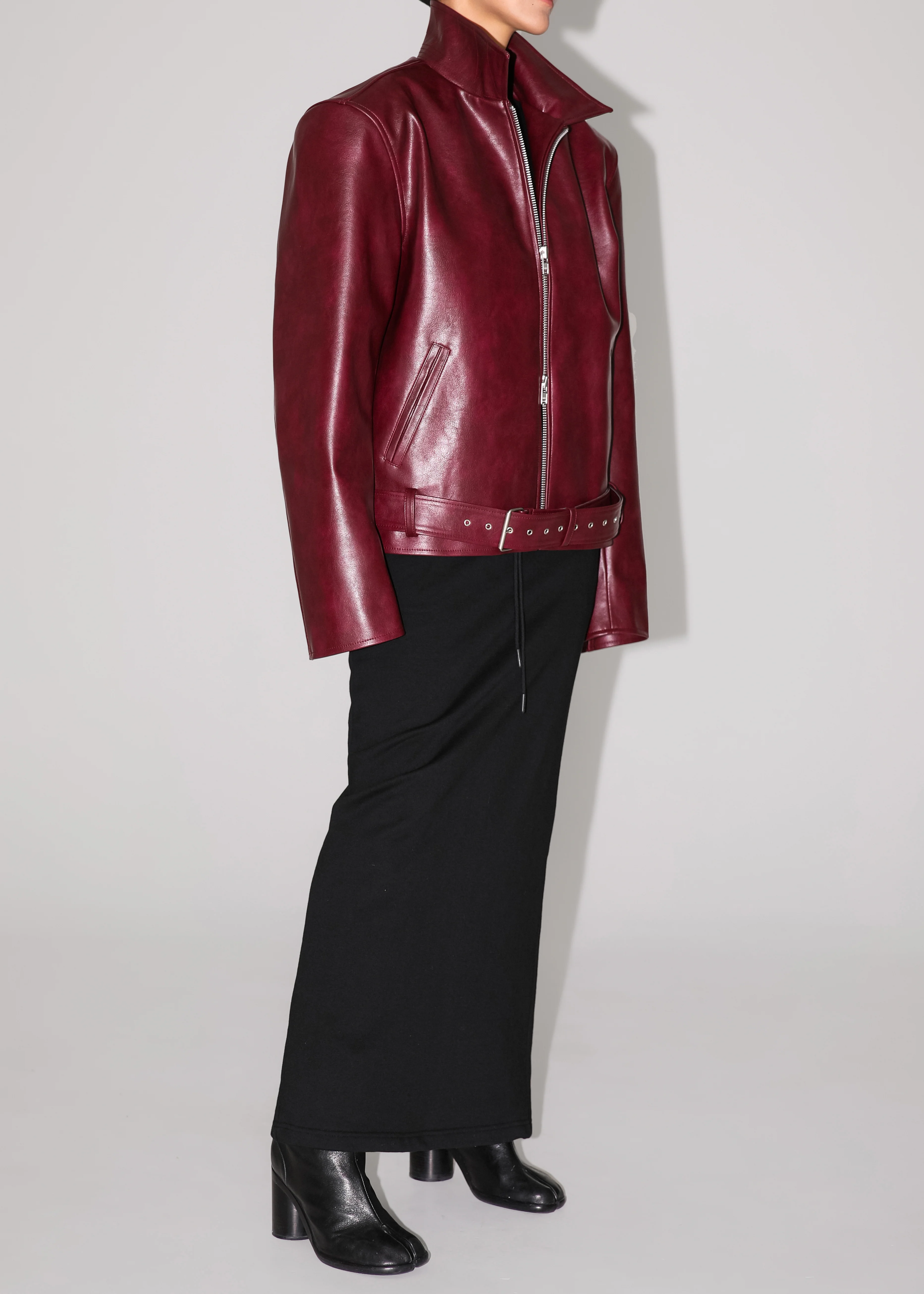 Norbury Faux Leather Jacket - Burgundy - Image 8