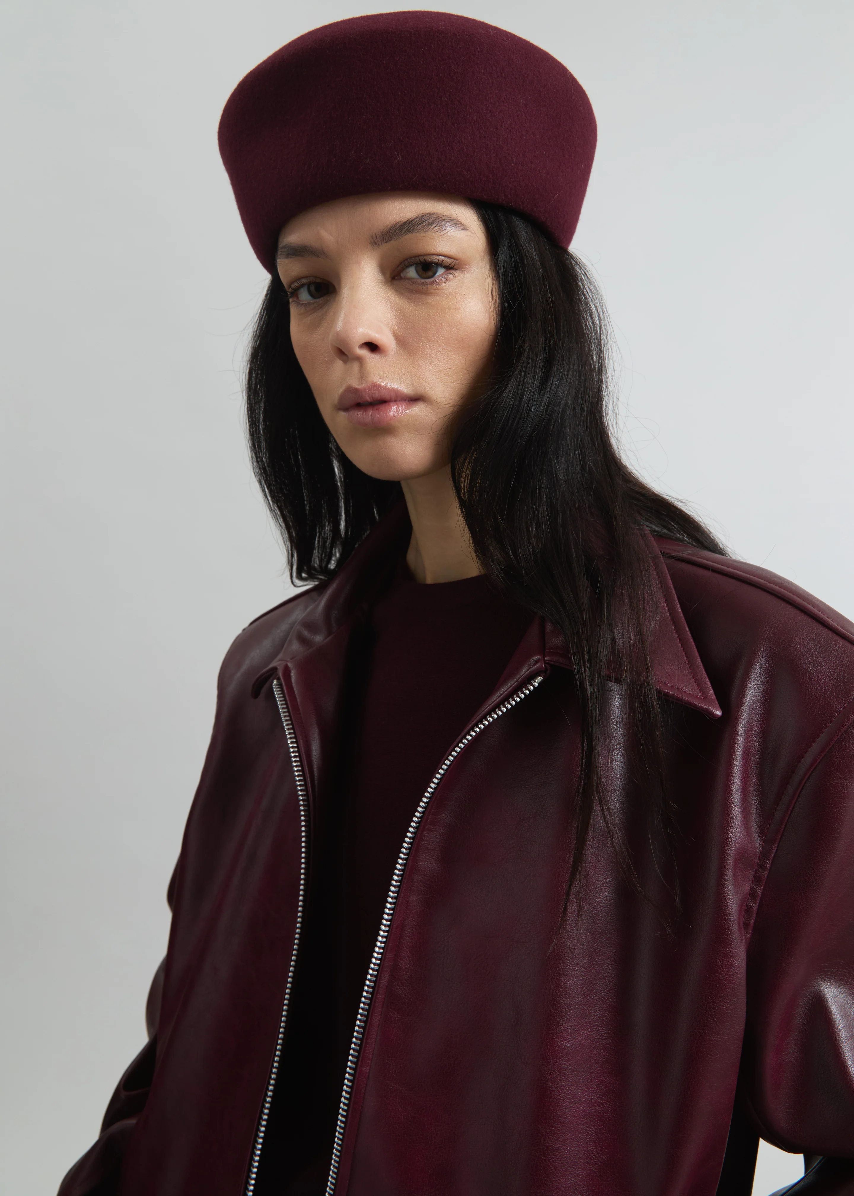 Noxley Pillbox Hat - Burgundy - Image 3