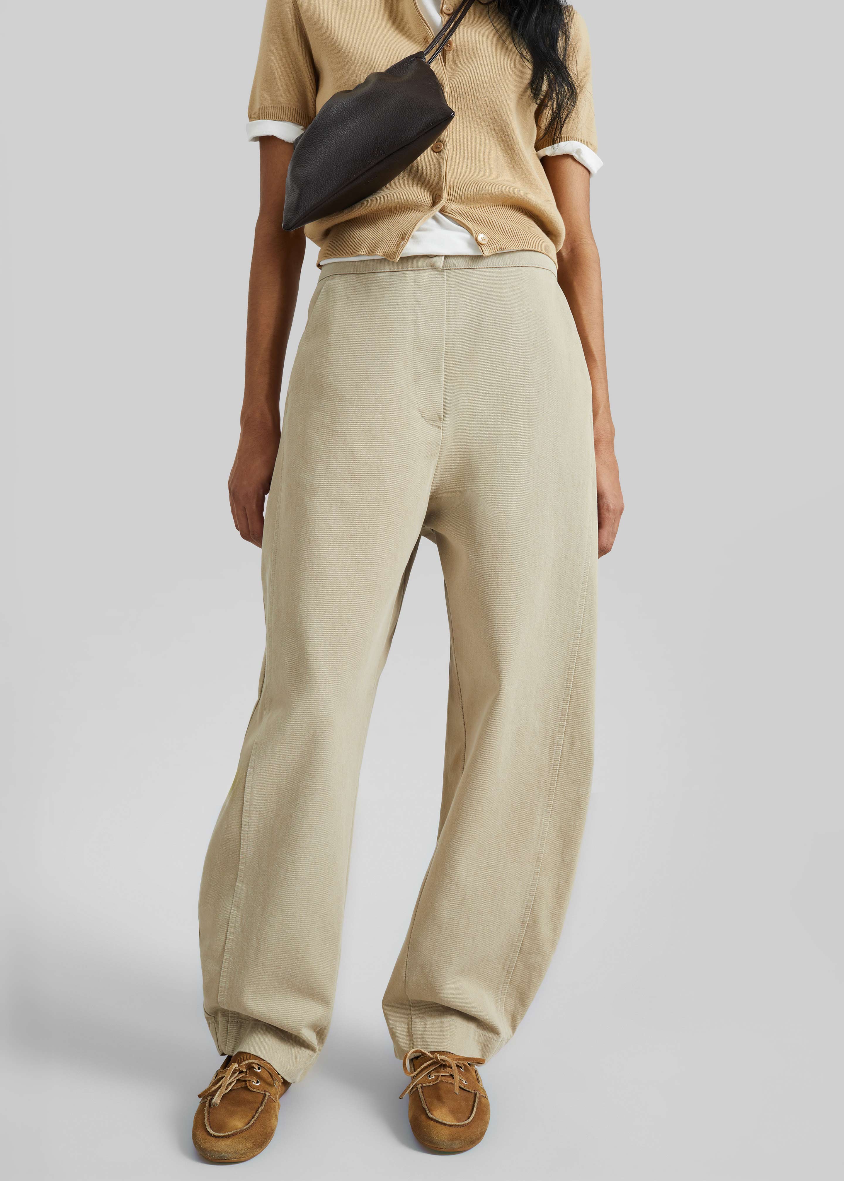 Noyon Barrel Leg Pants - Beige - Image 2