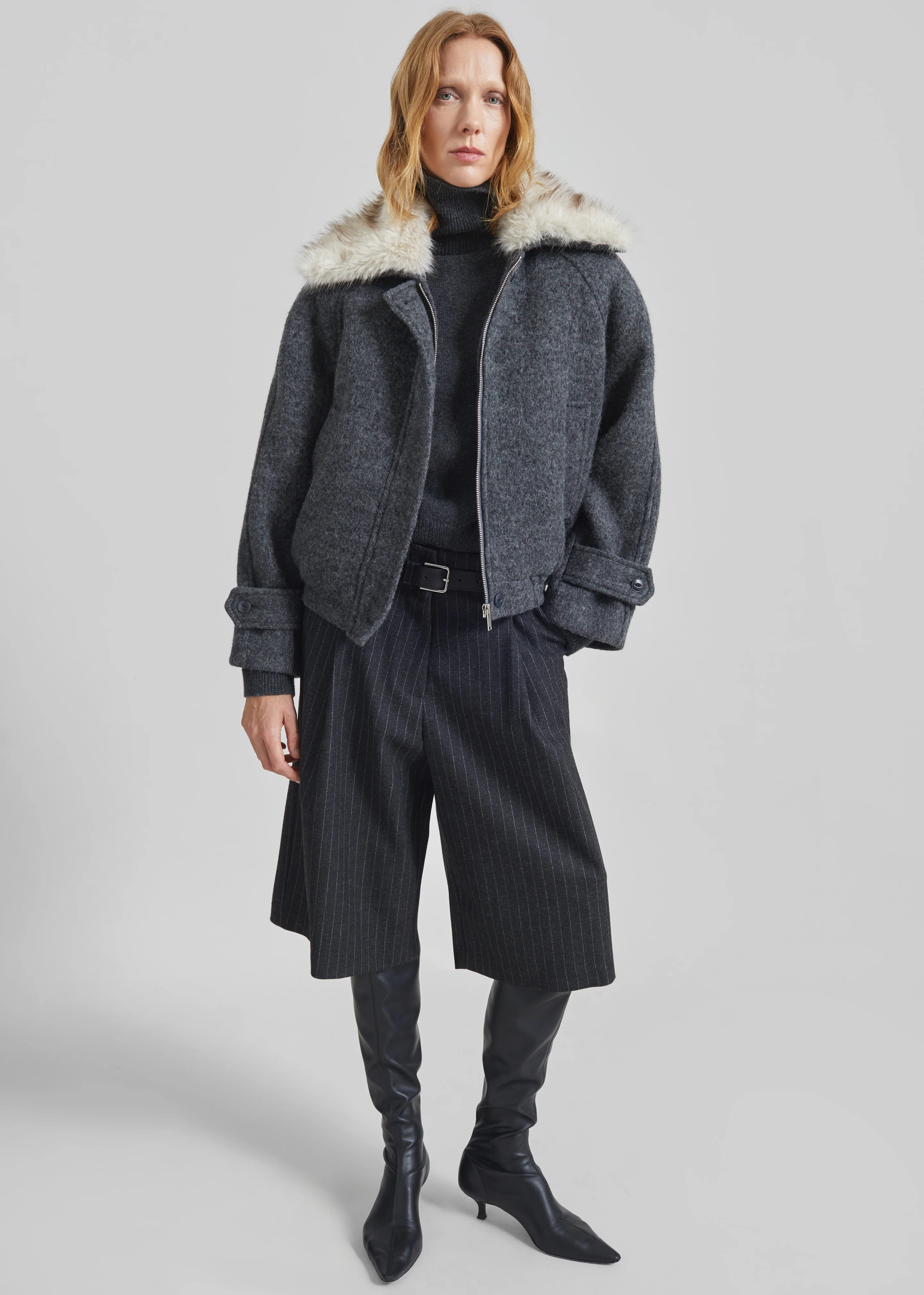 Nyborg Wool Quilted Jacket - Dark Grey - Image 4