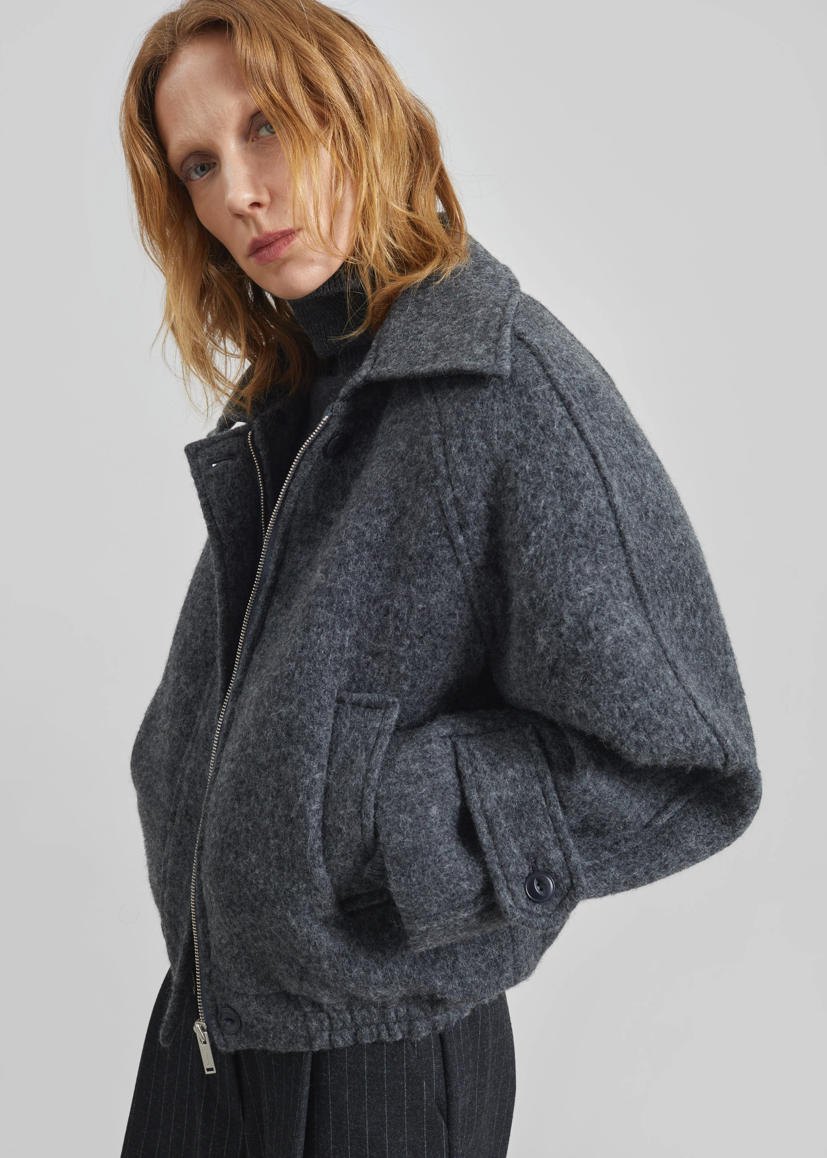 Nyborg Wool Quilted Jacket - Dark Grey - Image 5