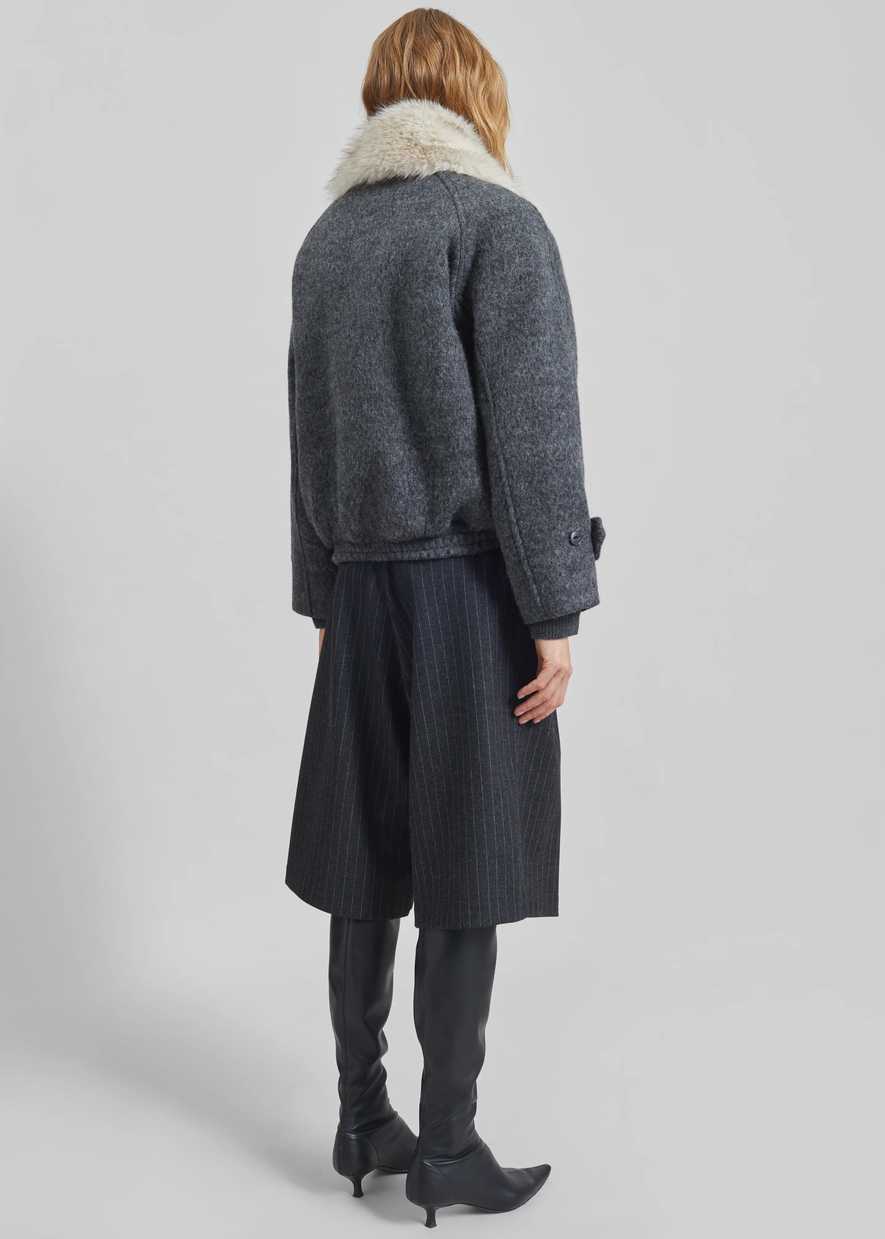 Nyborg Wool Quilted Jacket - Dark Grey - Image 8