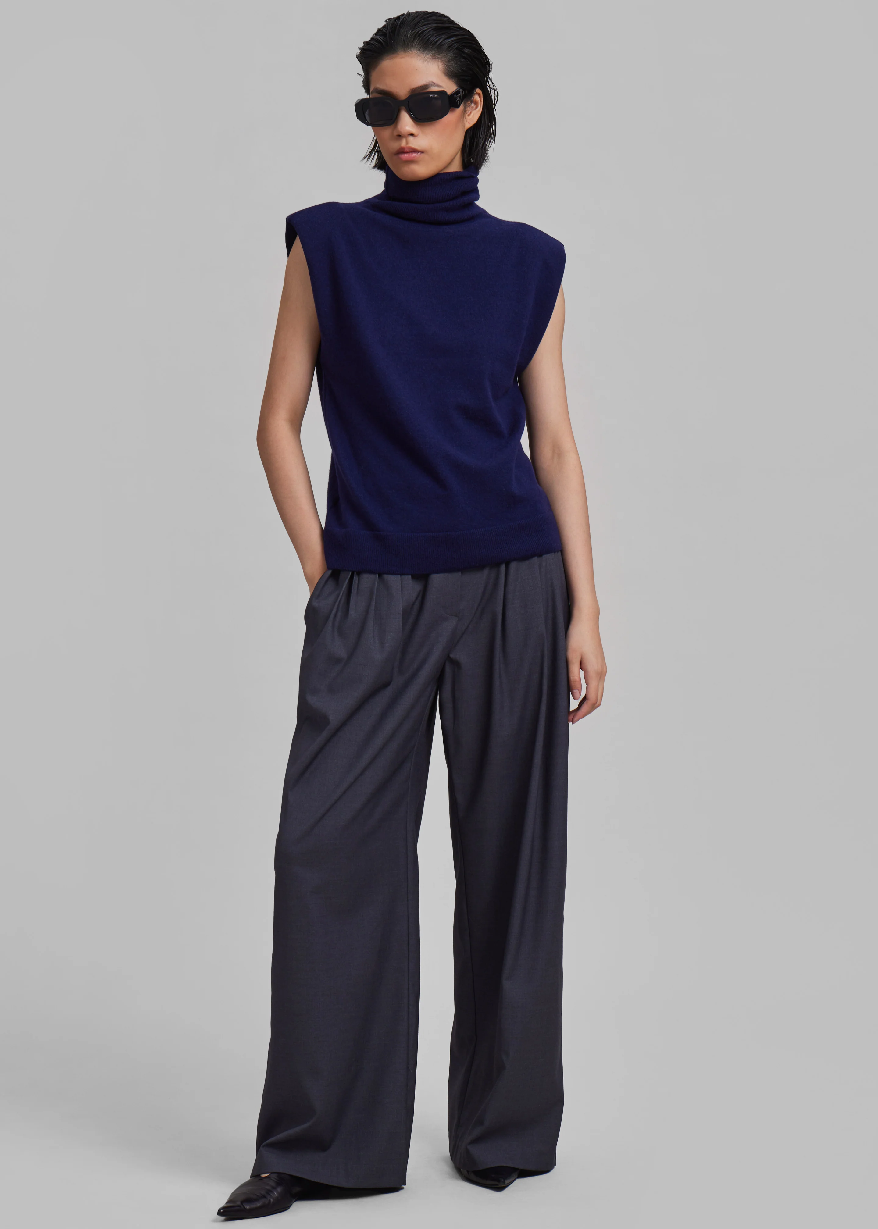 Nyla Pleated Pants - Charcoal - Image 14
