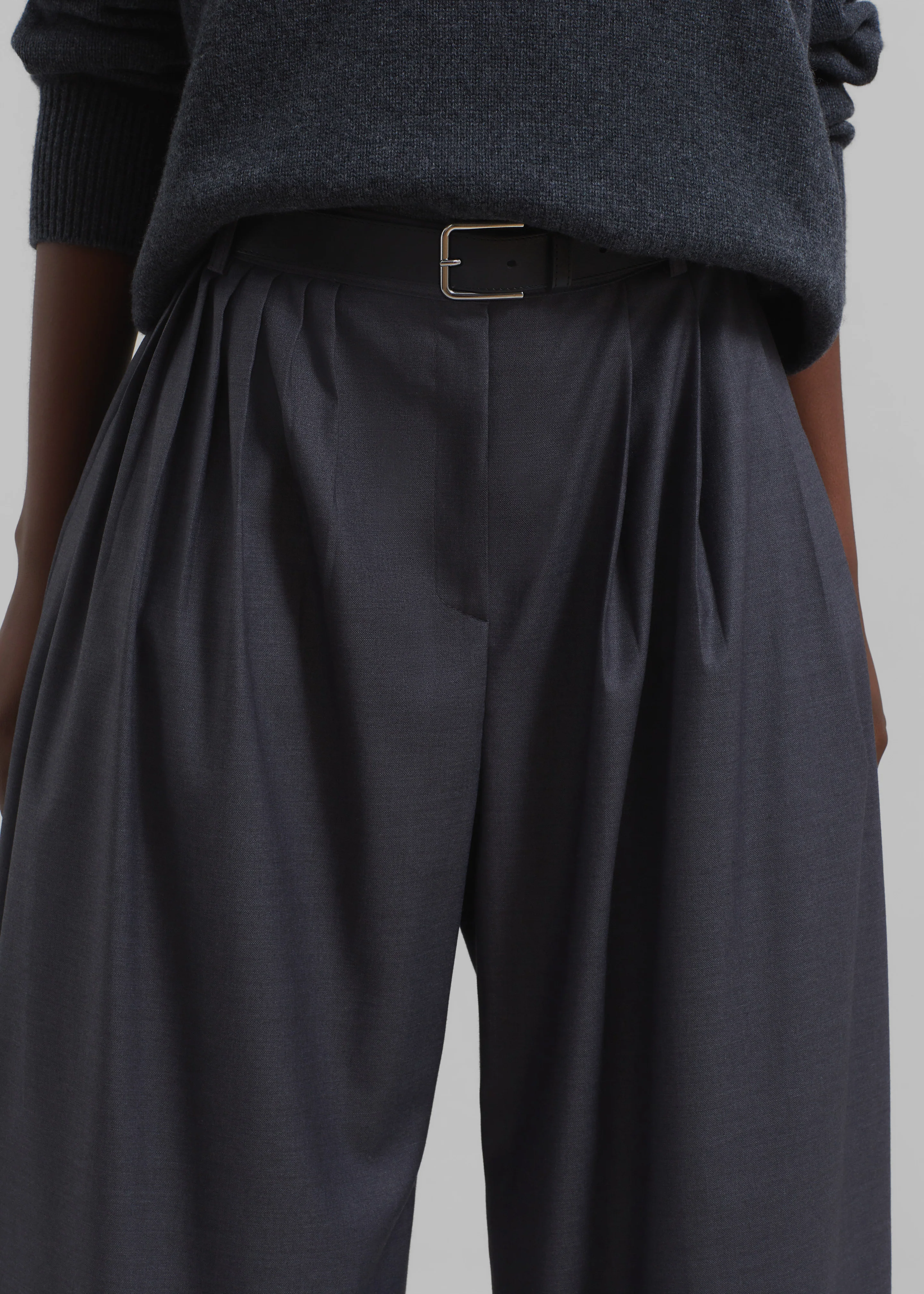 Nyla Pleated Pants - Charcoal - Image 4