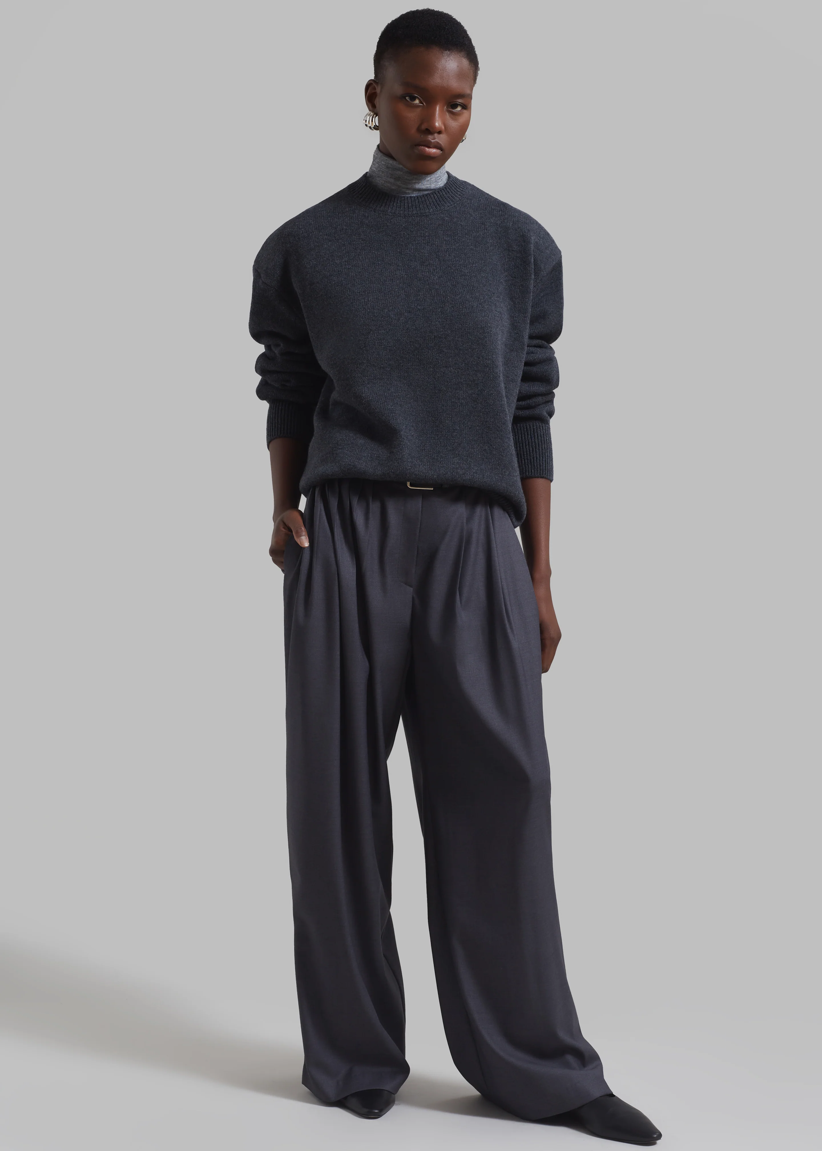 Nyla Pleated Pants - Charcoal - Image 9