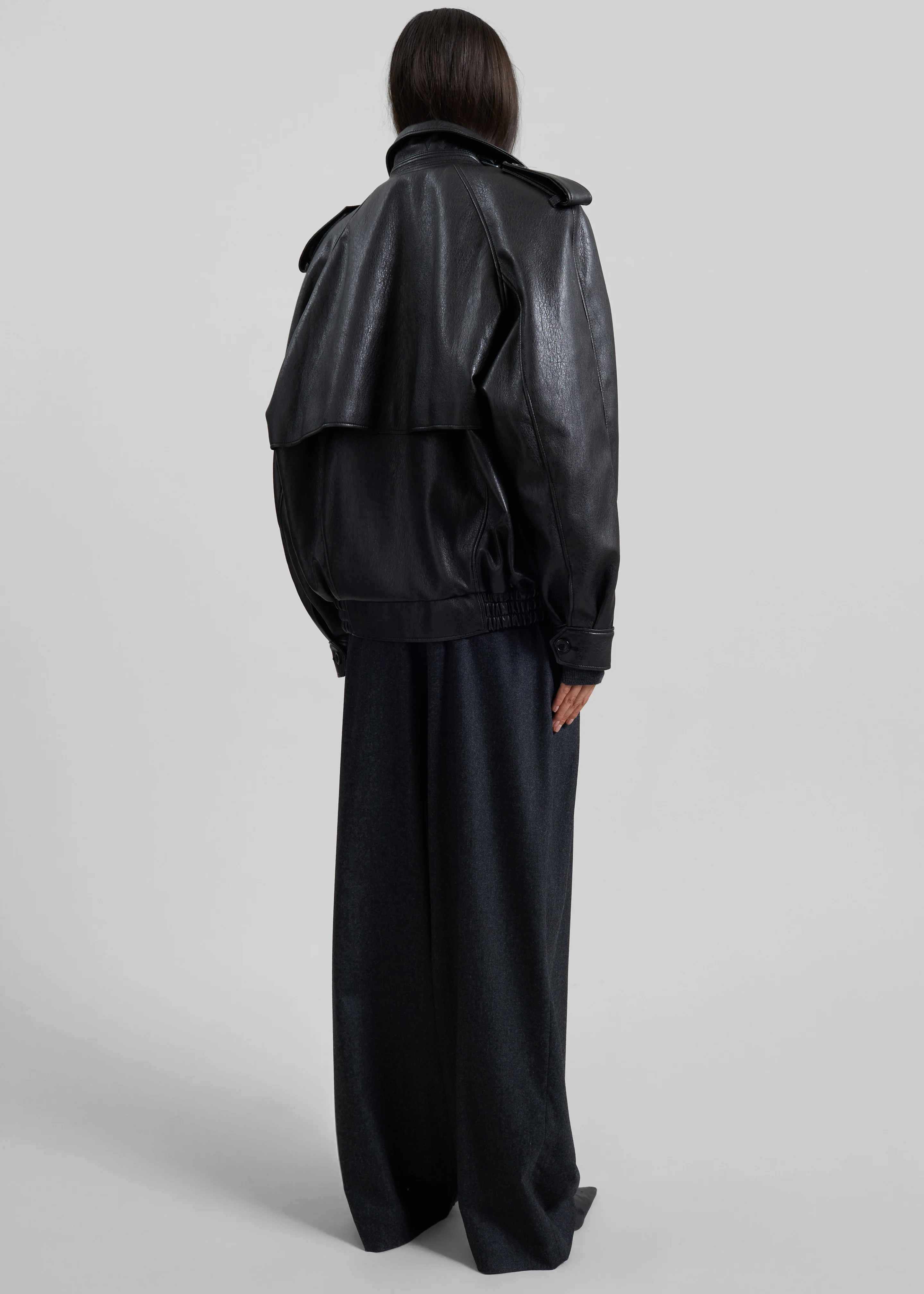 Nyland Faux Leather Padded Jacket - Black - Image 12