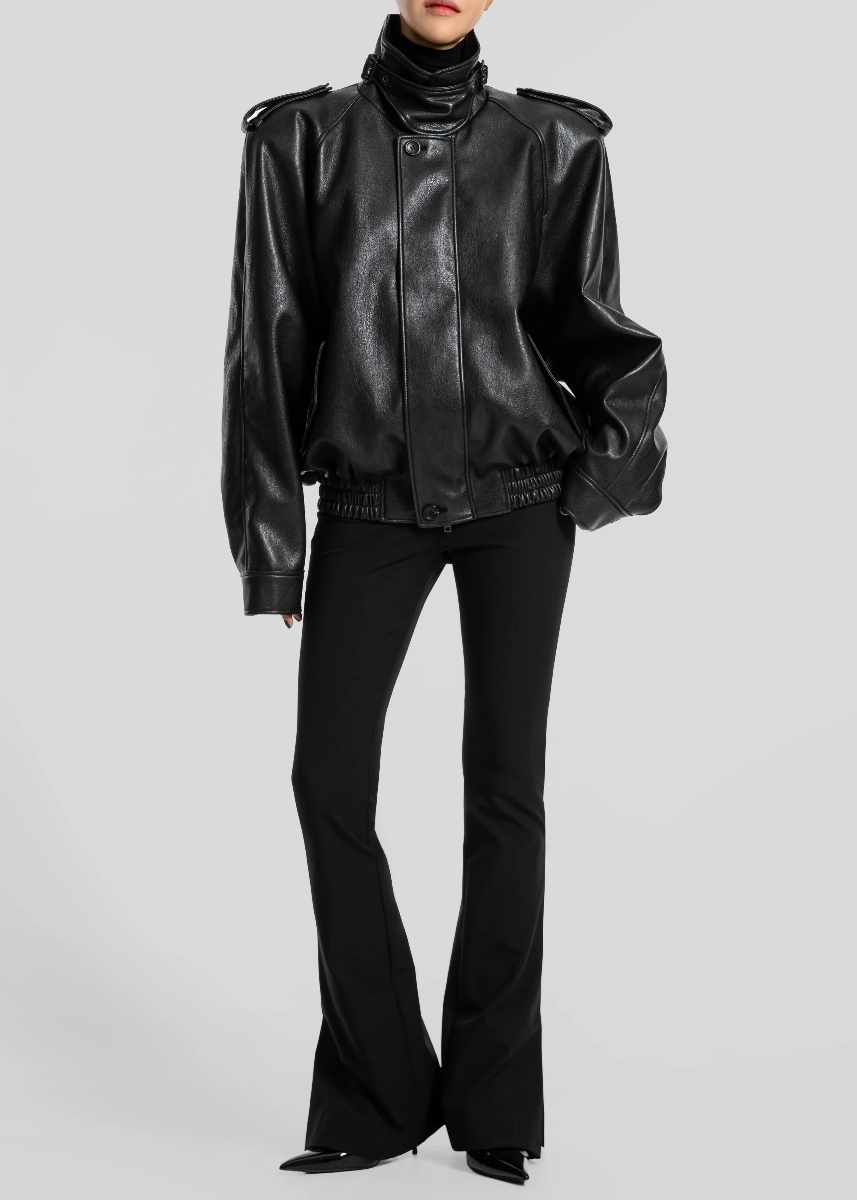 Nyland Faux Leather Padded Jacket - Black - Image 2