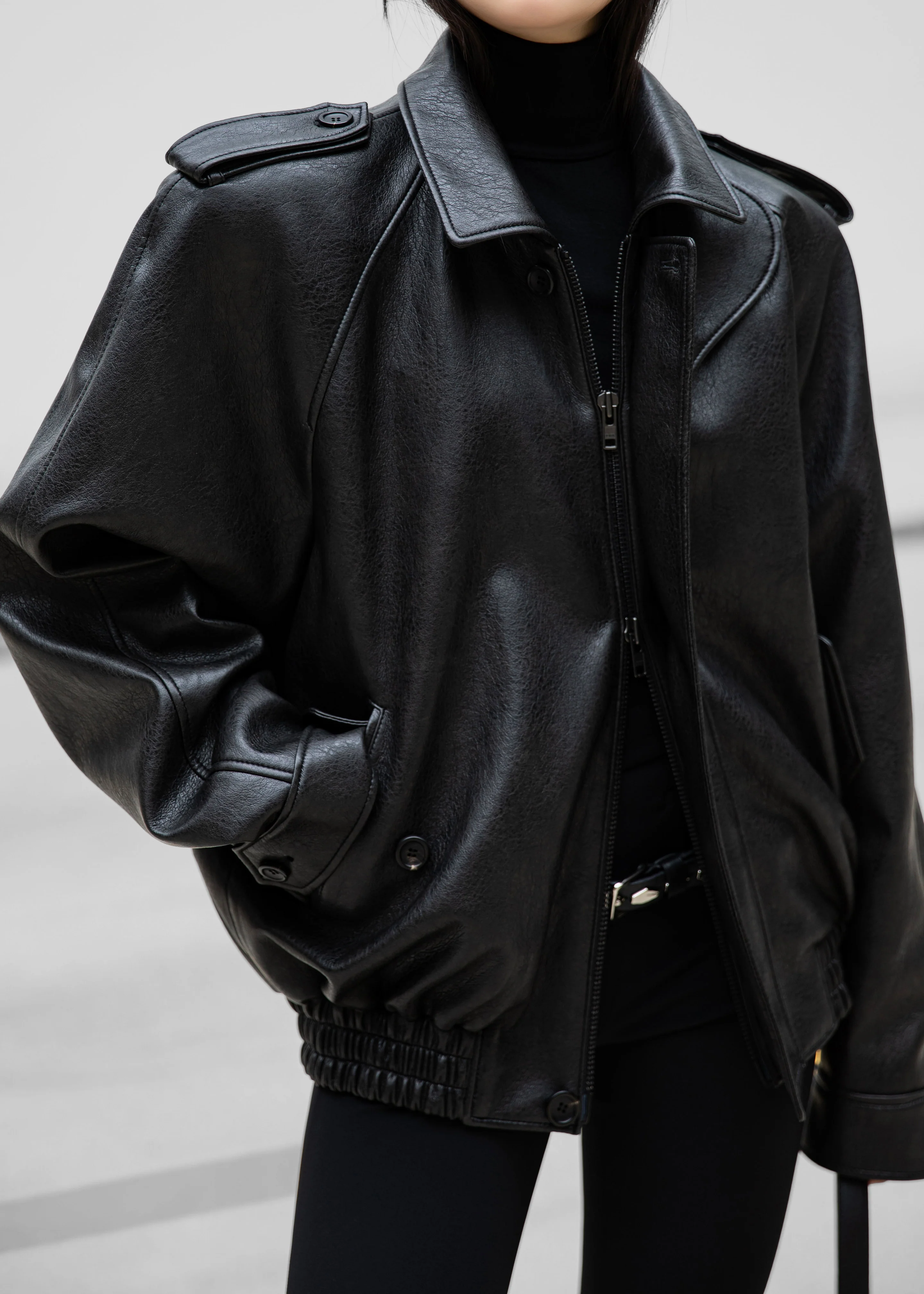 Nyland Faux Leather Padded Jacket - Black - Image 9