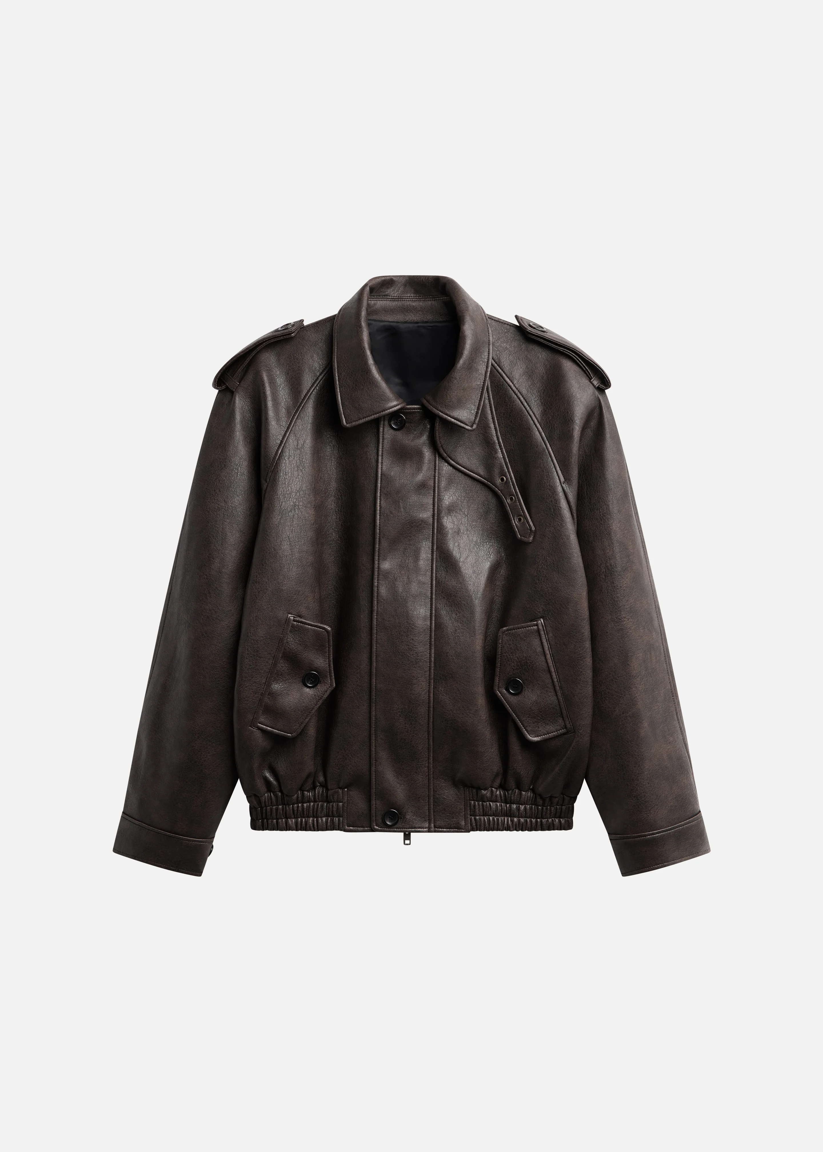 Nyland Faux Leather Padded Jacket - Brown - Image 12
