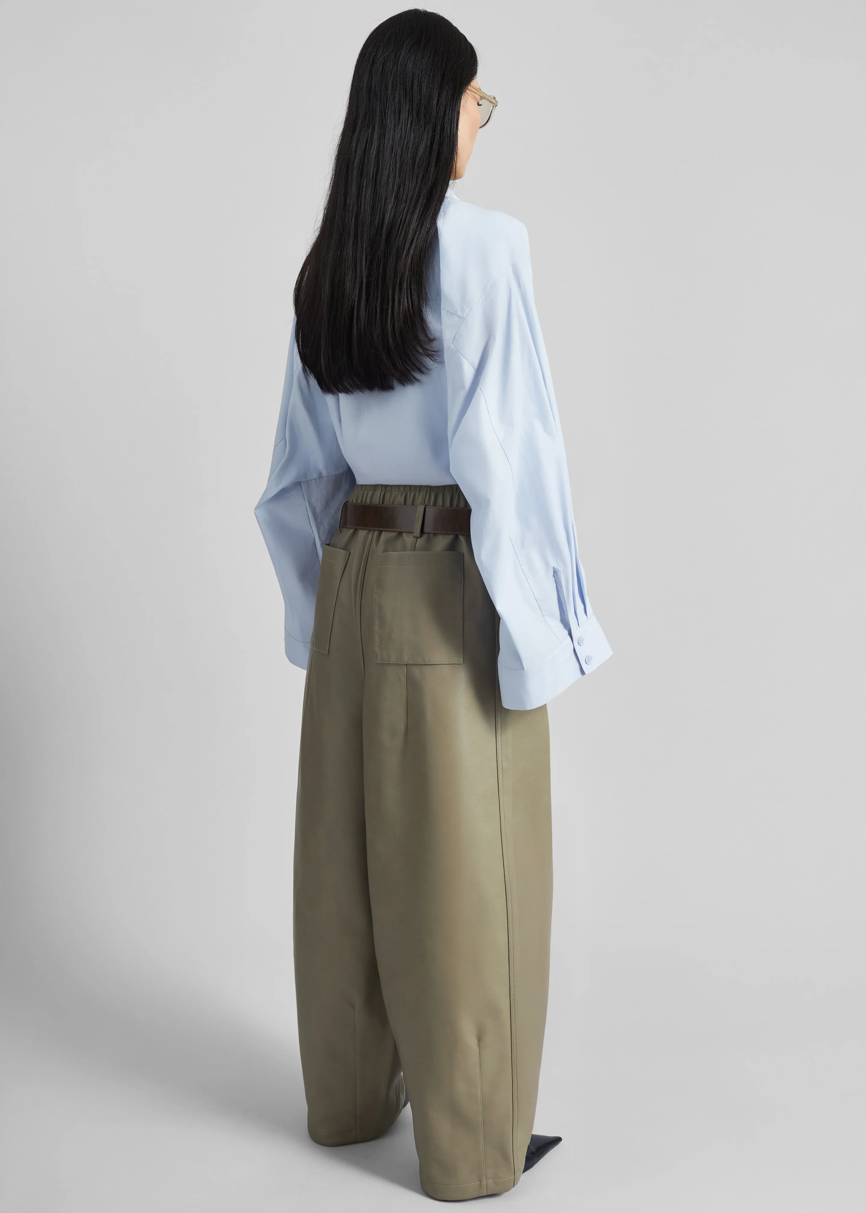 Oakdale Faux Leather Track Pants - Sage - Image 12