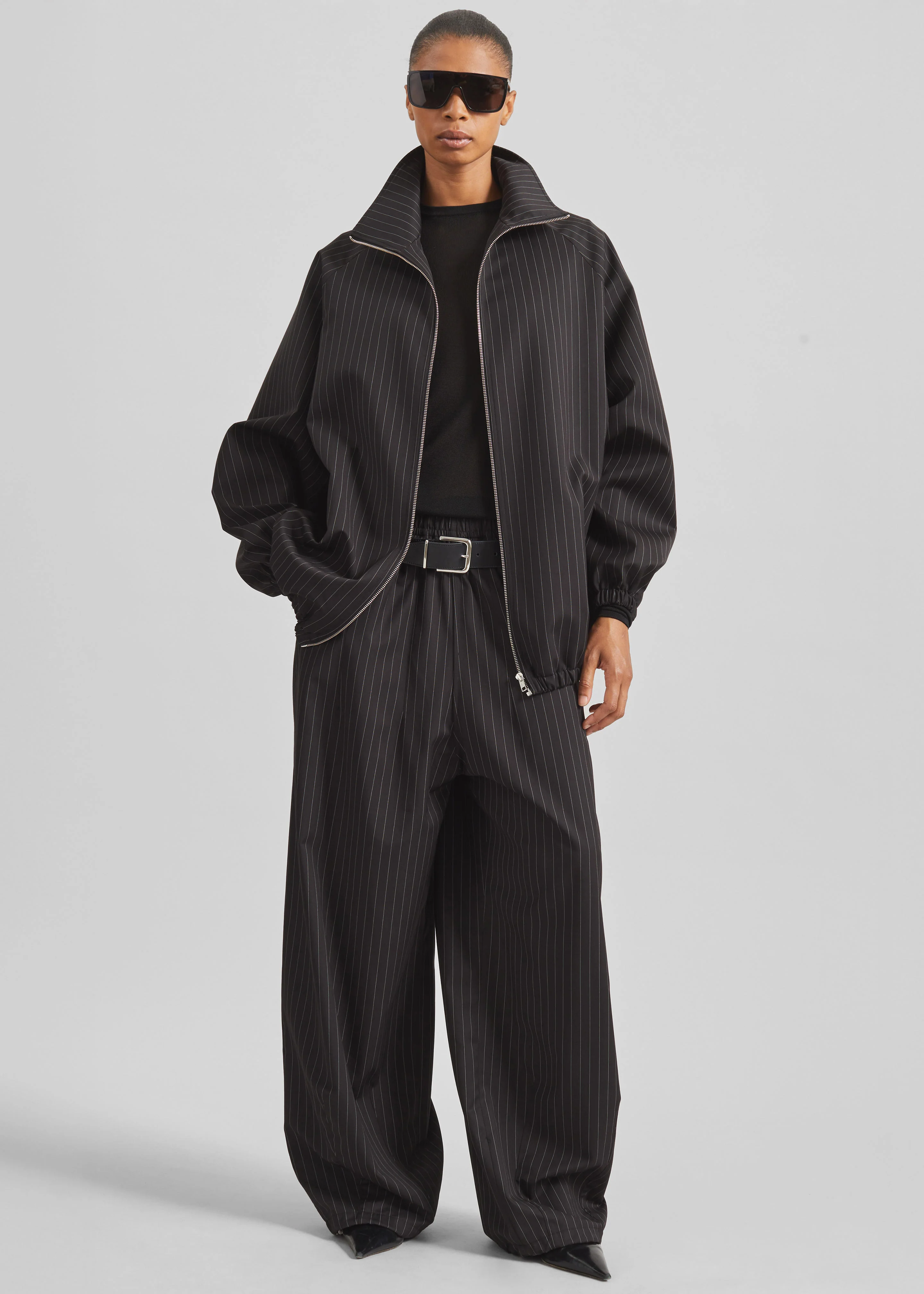 Oakdale Track Pants - Black/White Pinstripe - Image 3