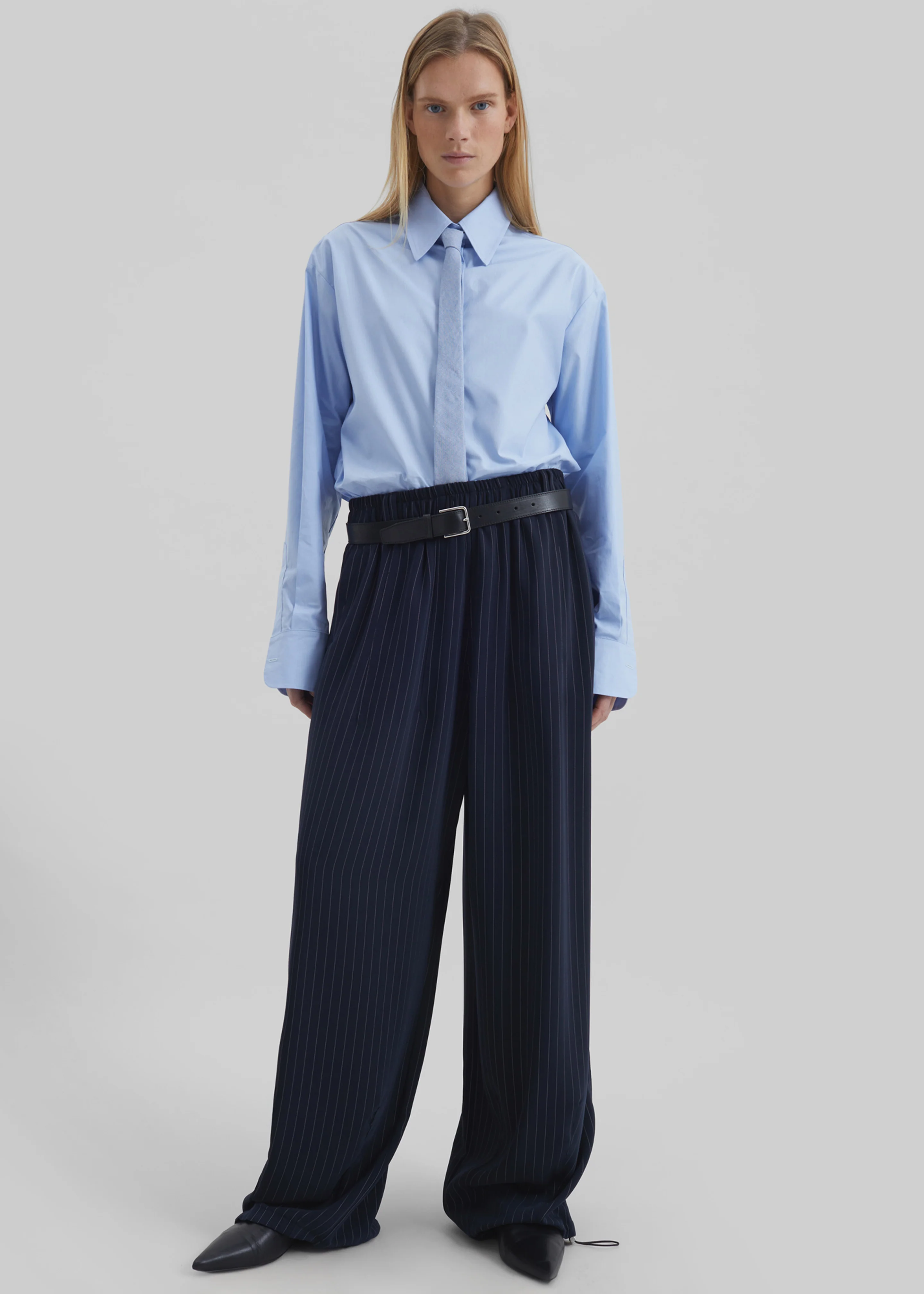 Oakdale Track Pants - Navy/White Pinstripe - Image 3
