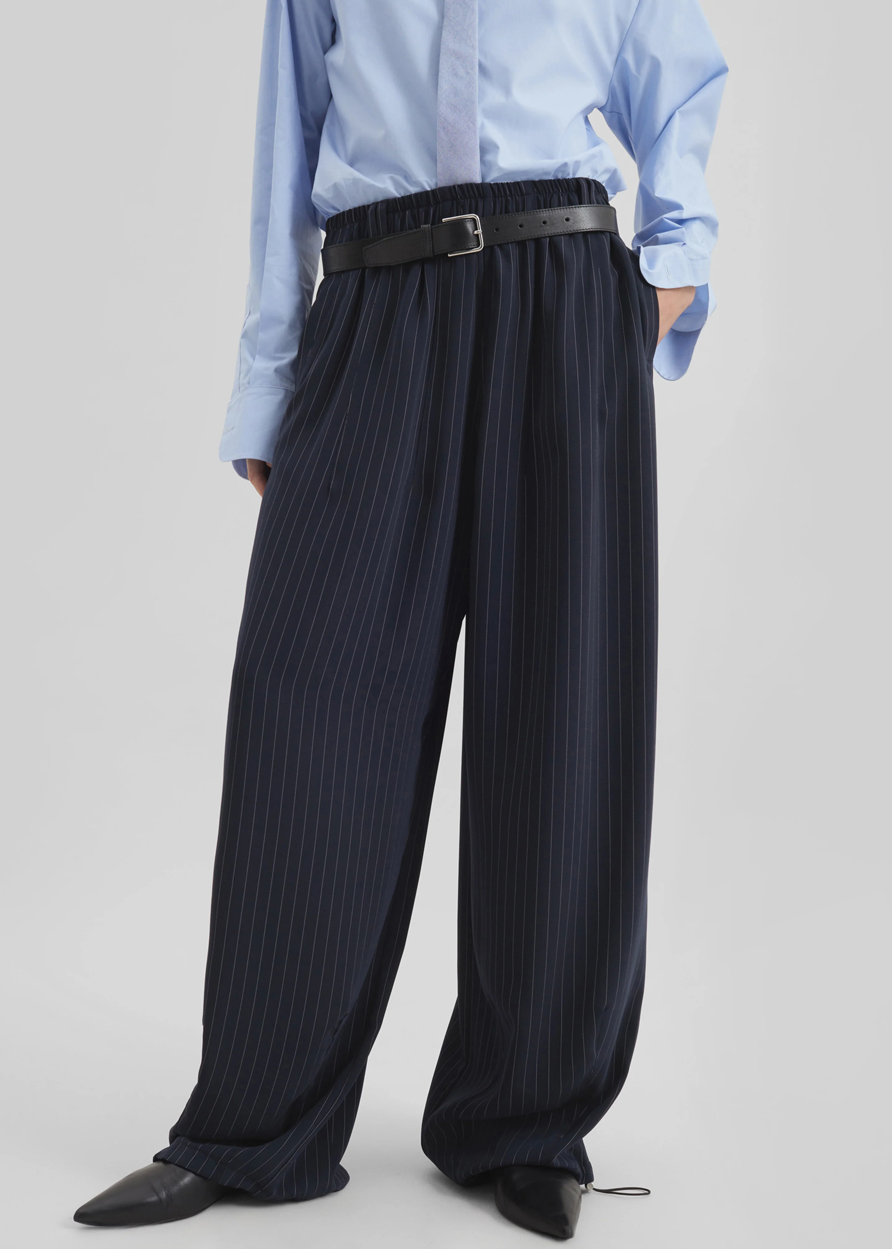 Oakdale Track Pants - Navy/White Pinstripe - Image 4