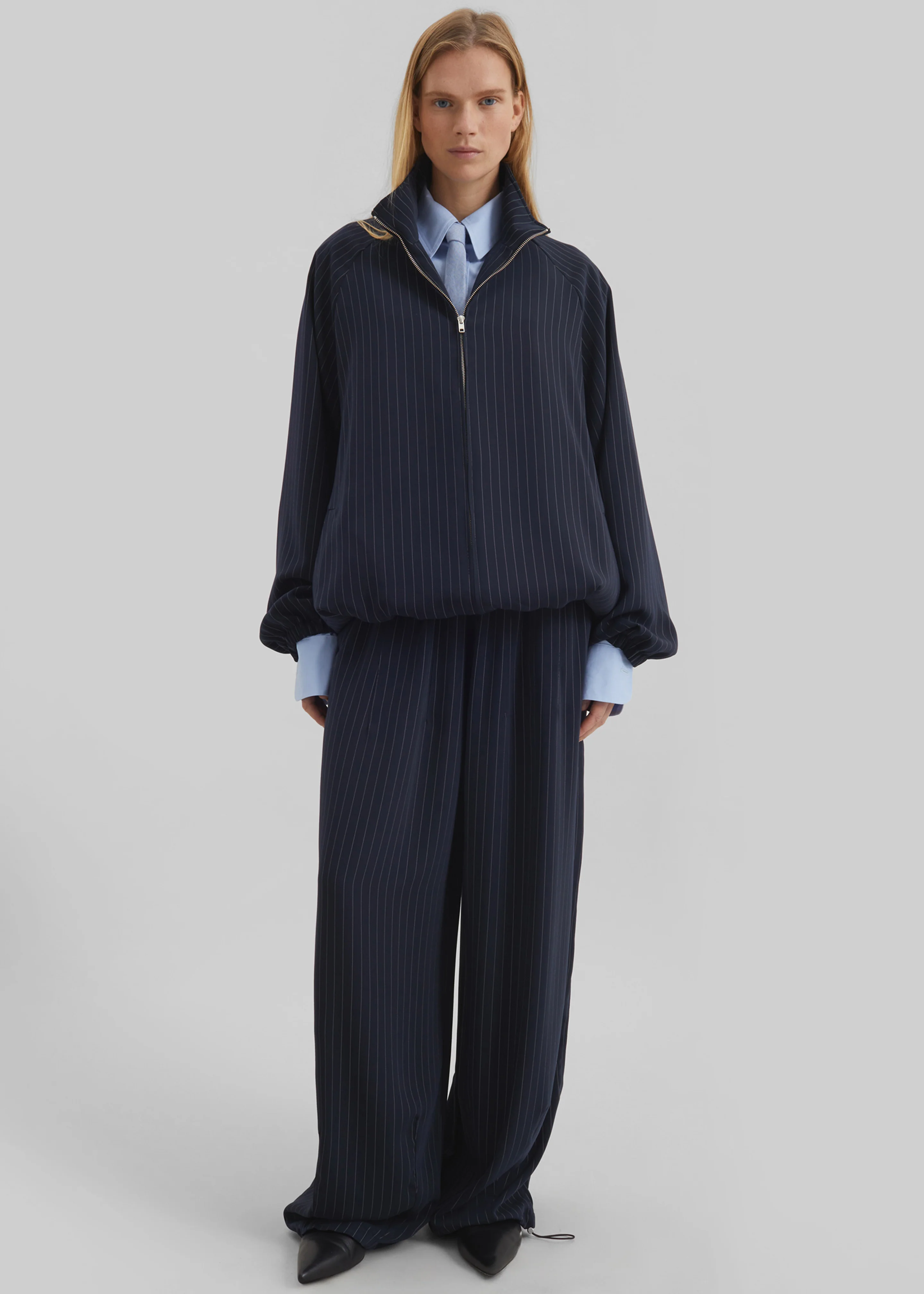 Oakdale Track Pants - Navy/White Pinstripe - Image 6