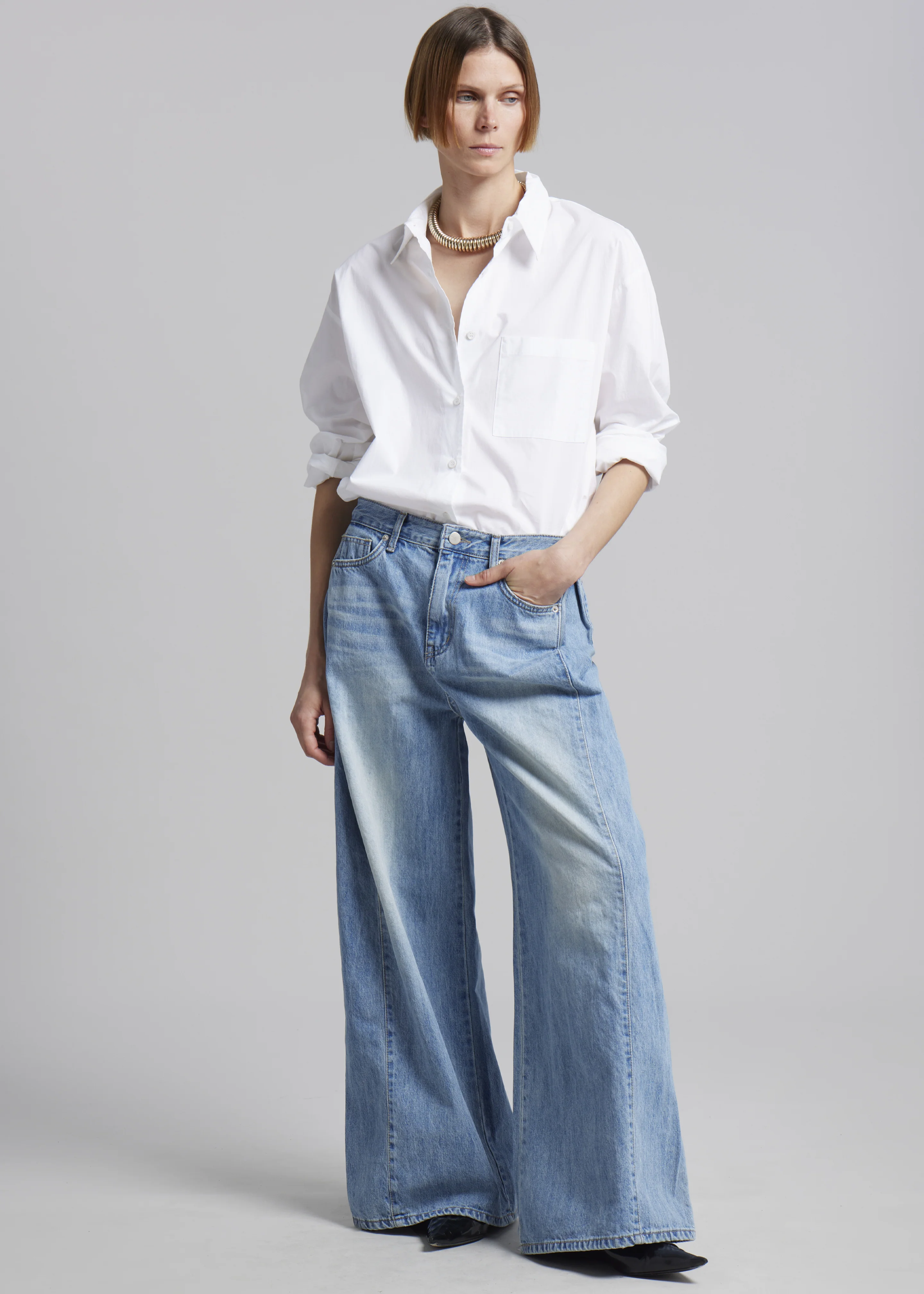 Oakley Wide Leg Jeans - Blue Wash - Image 6