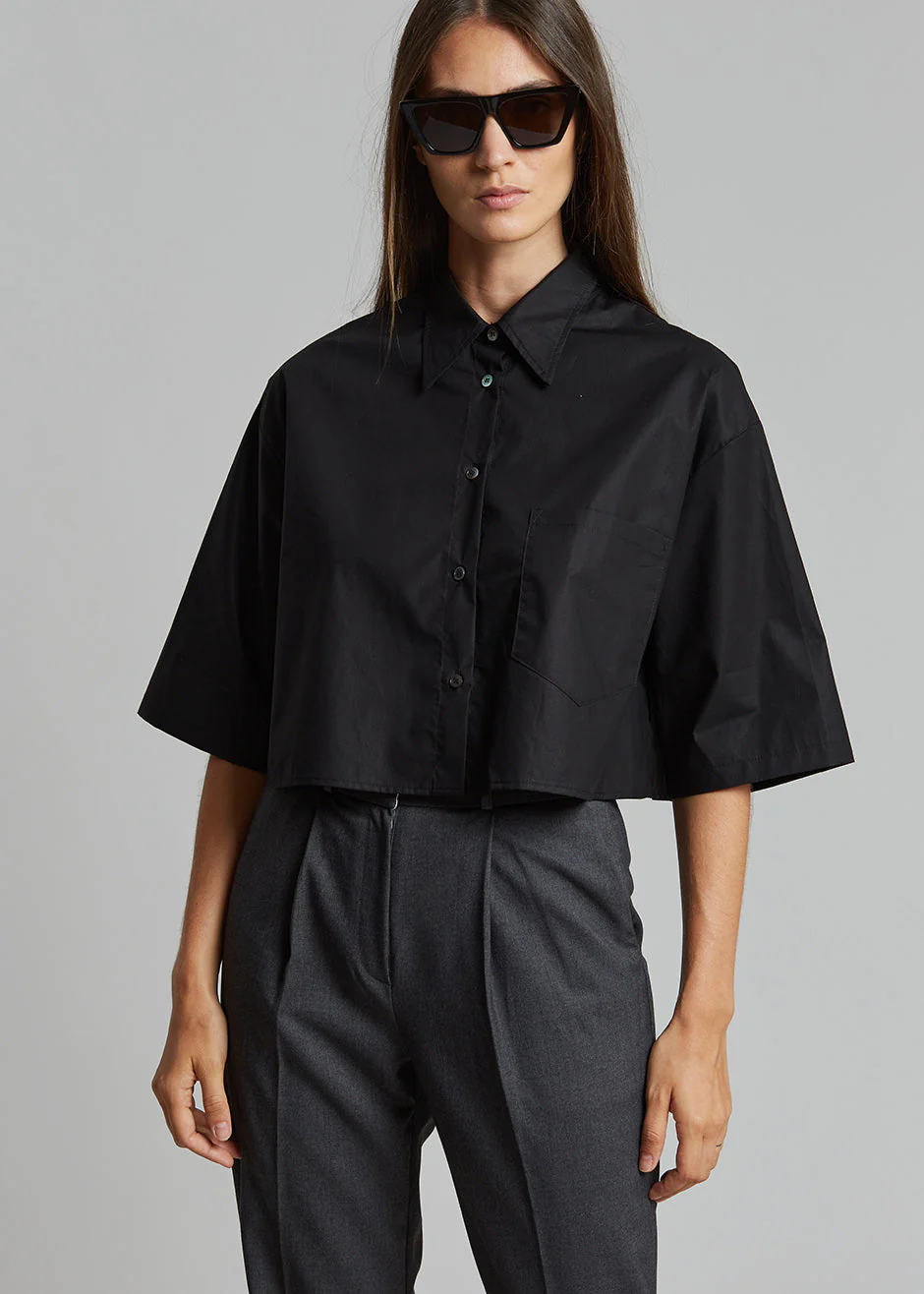 Odem Cropped Shirt - Black - Image 5