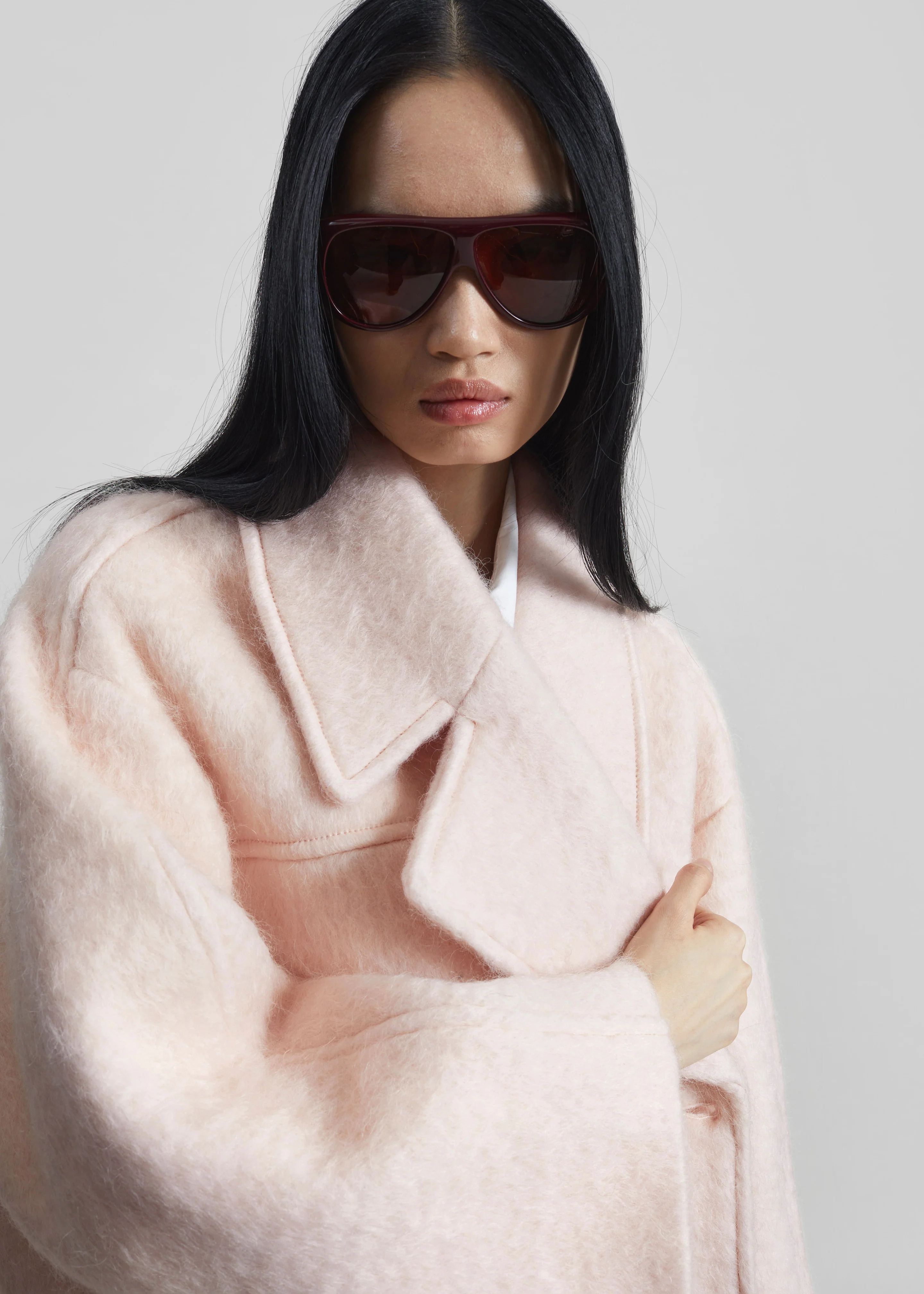 Odeone Brushed Wool Peacoat - Faded Pink - Image 3