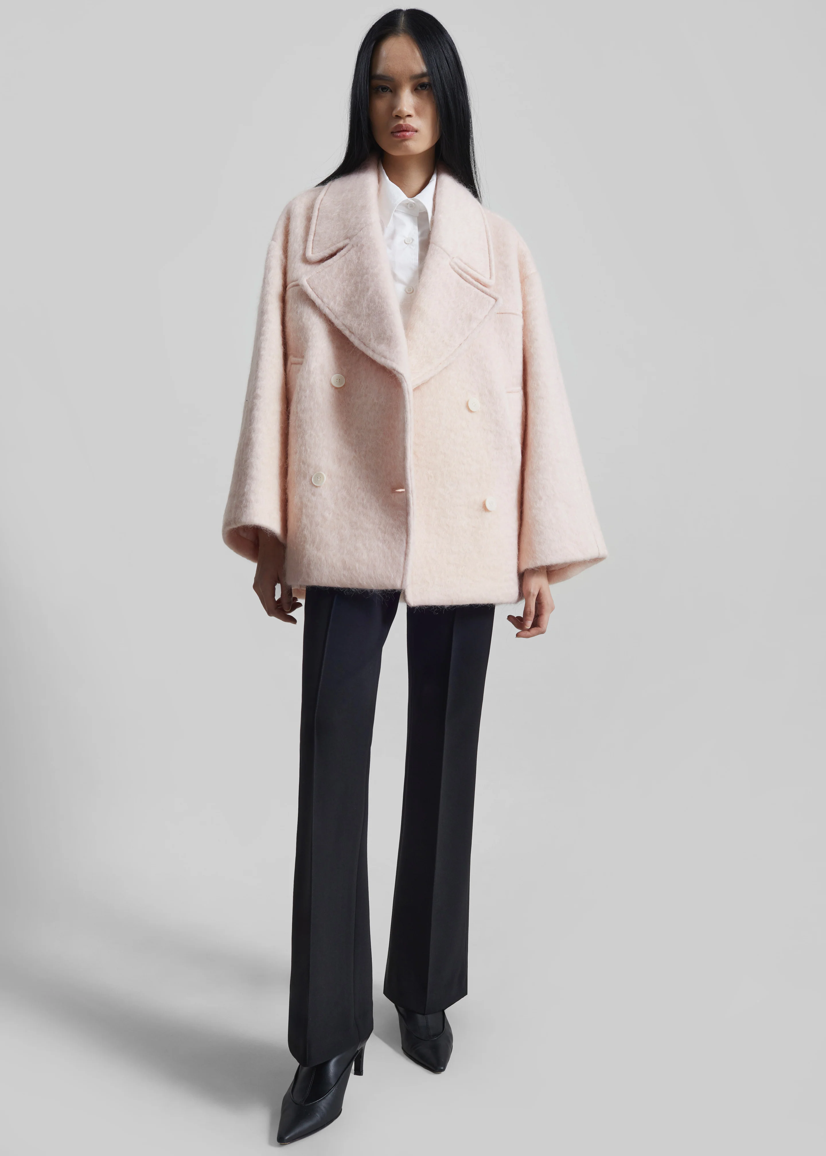 Odeone Brushed Wool Peacoat - Faded Pink - Image 6