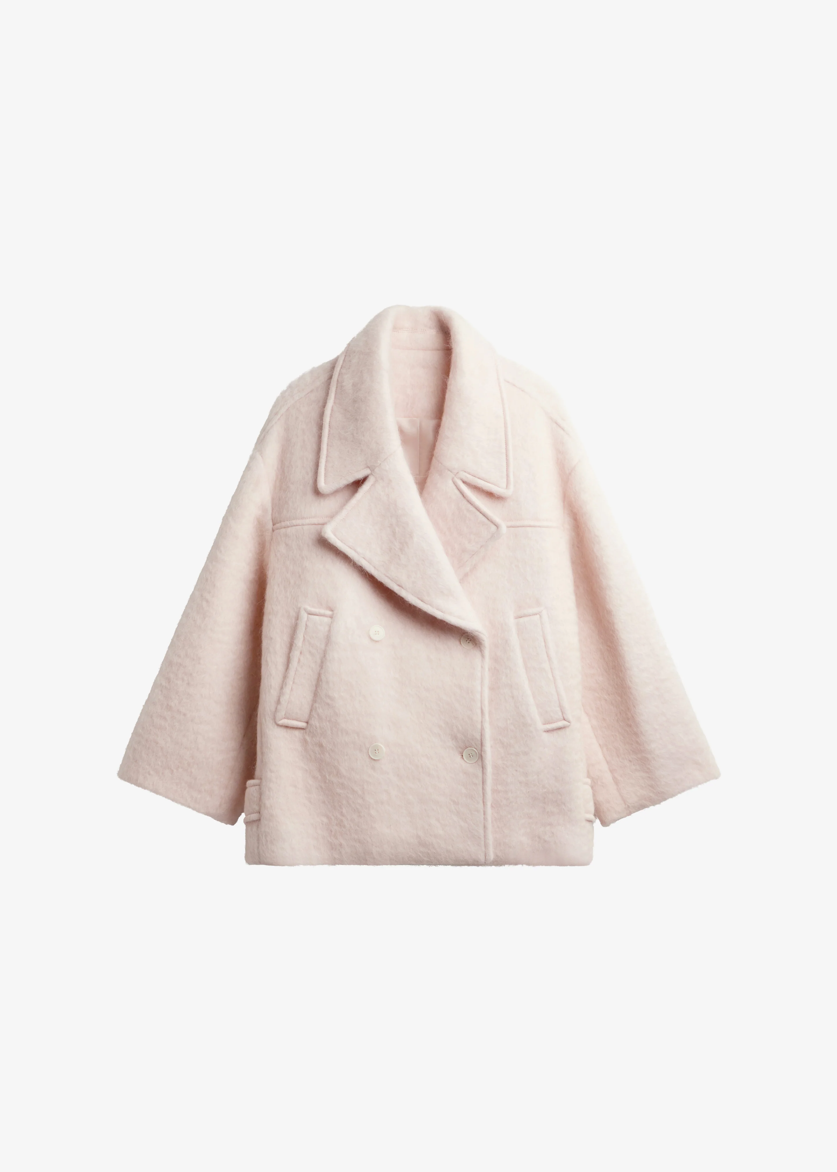 Odeone Brushed Wool Peacoat - Faded Pink - Image 9