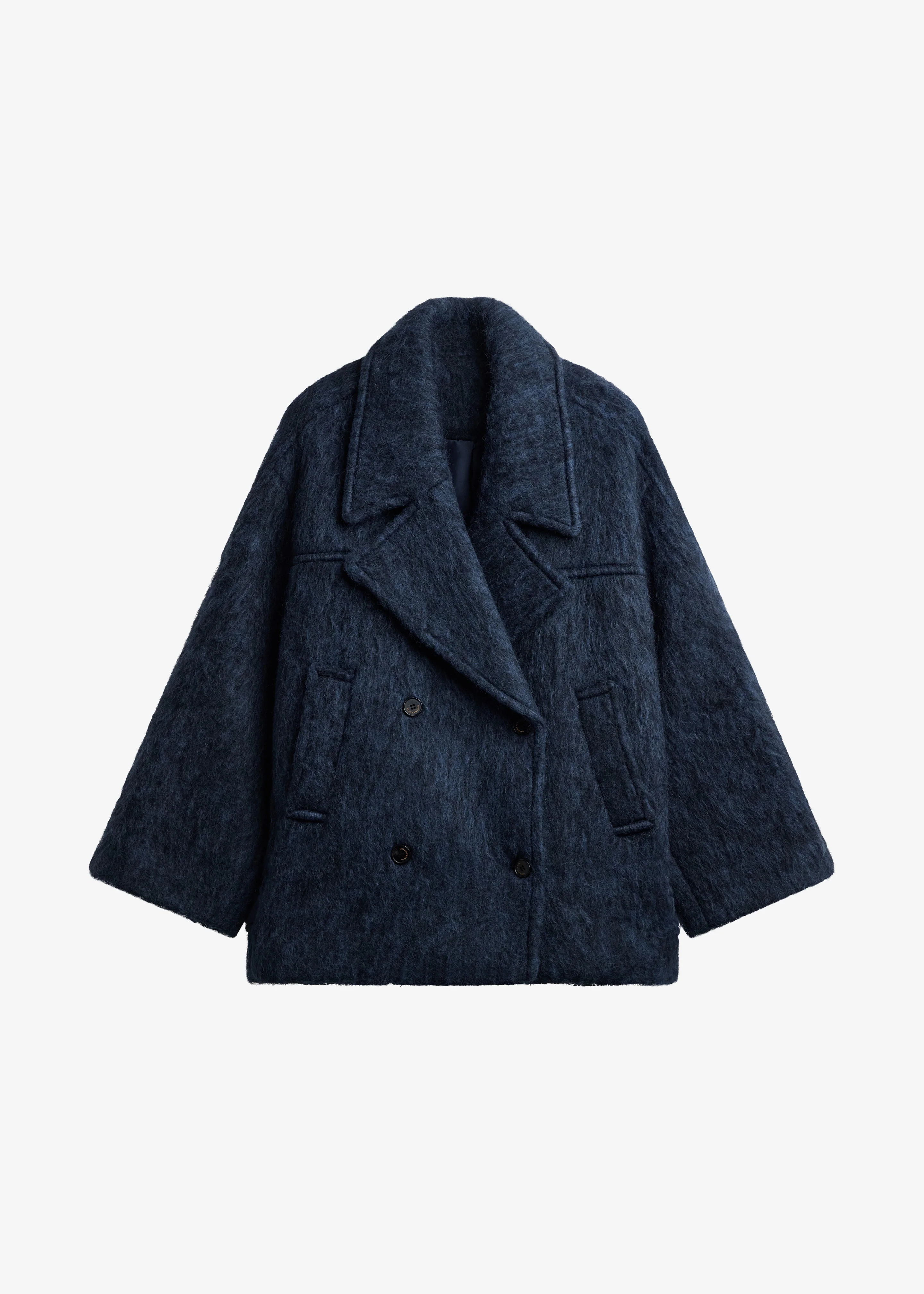 Odeone Brushed Wool Peacoat - Navy Melange - Image 9