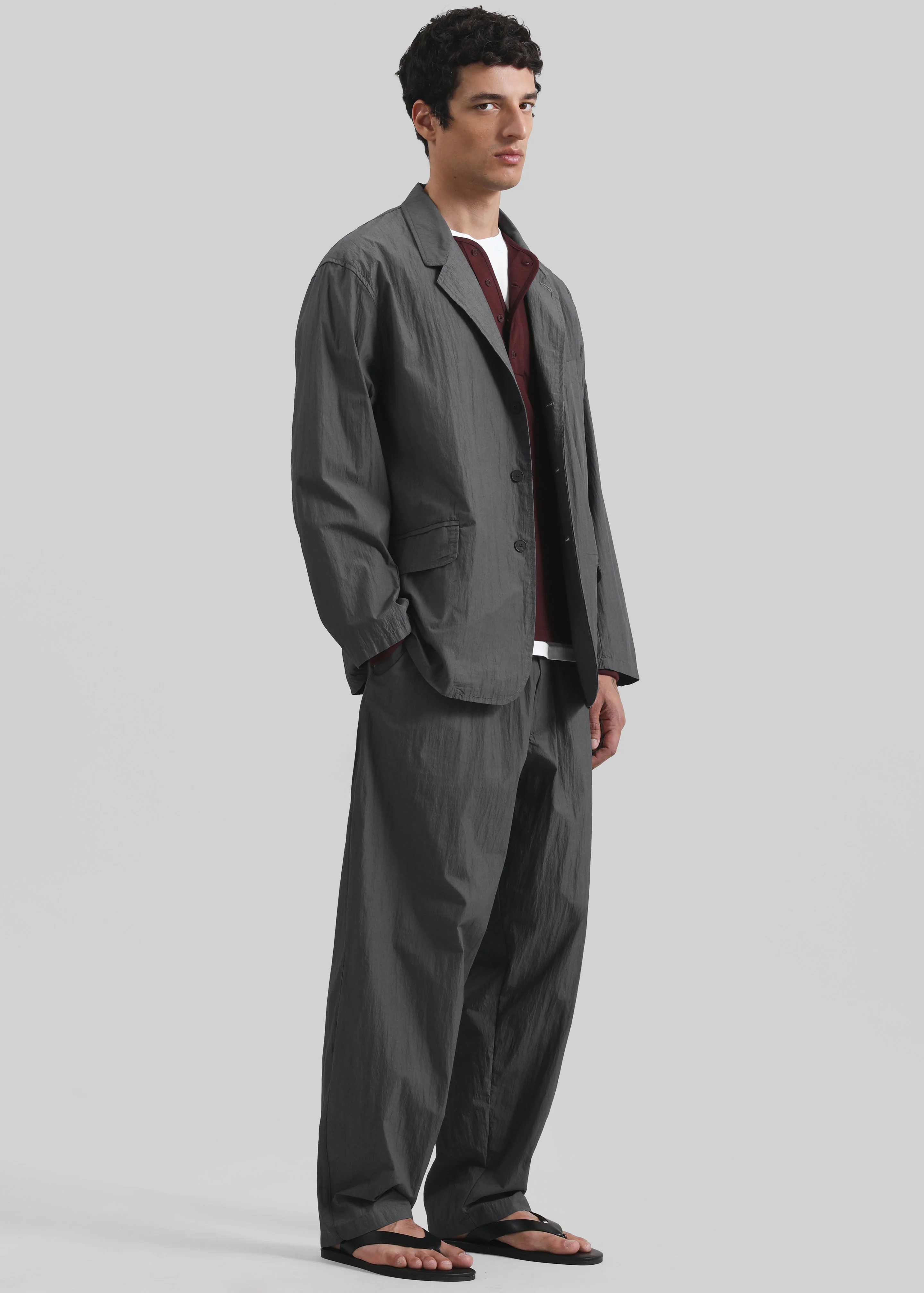 Ohio Crinkled Poplin Blazer - Slate Grey - Image 7