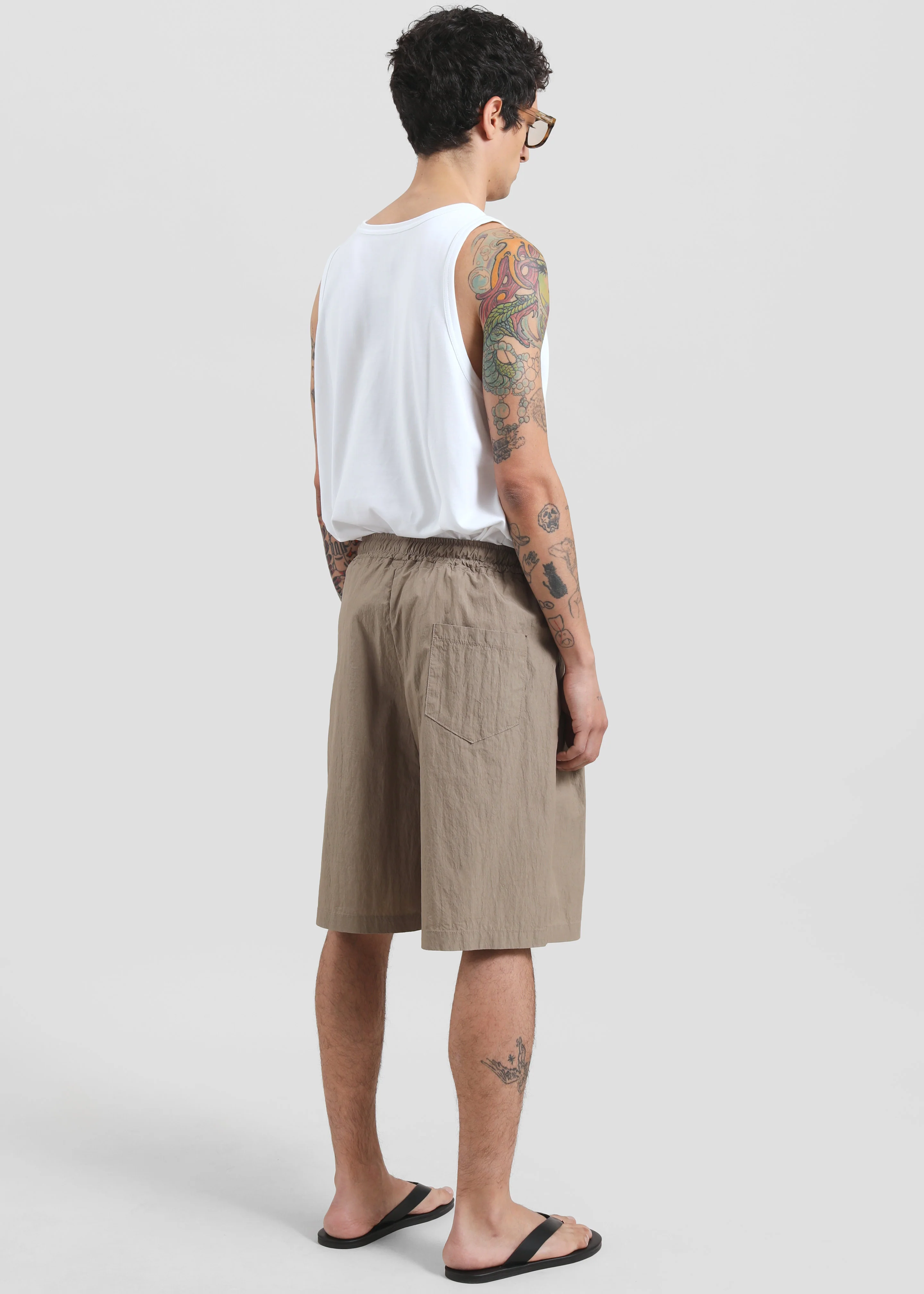 Ohio Crinkled Poplin Shorts - Taupe - Image 6