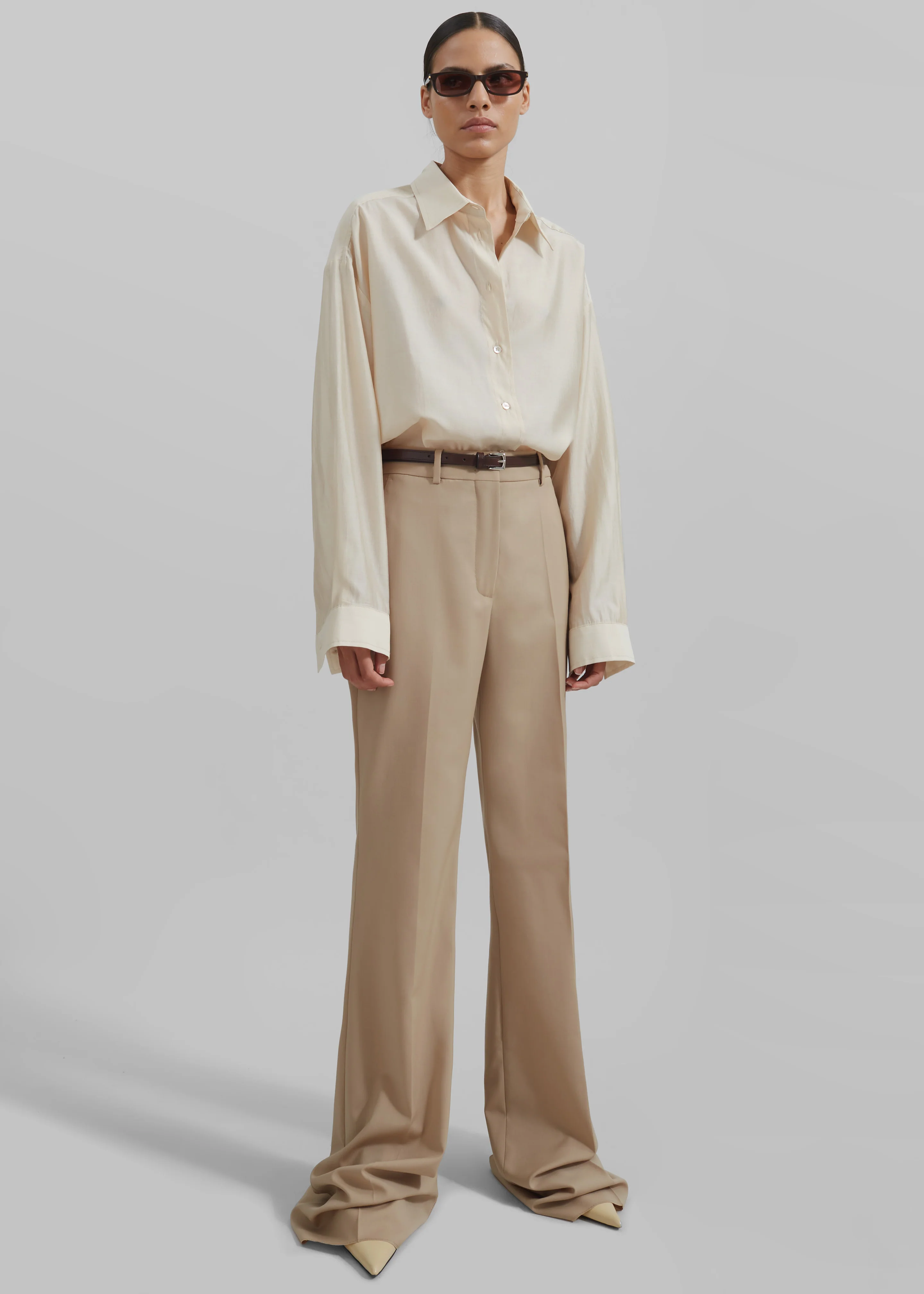 Ola Semi-Sheer Button Up Shirt - Ivory - Image 6