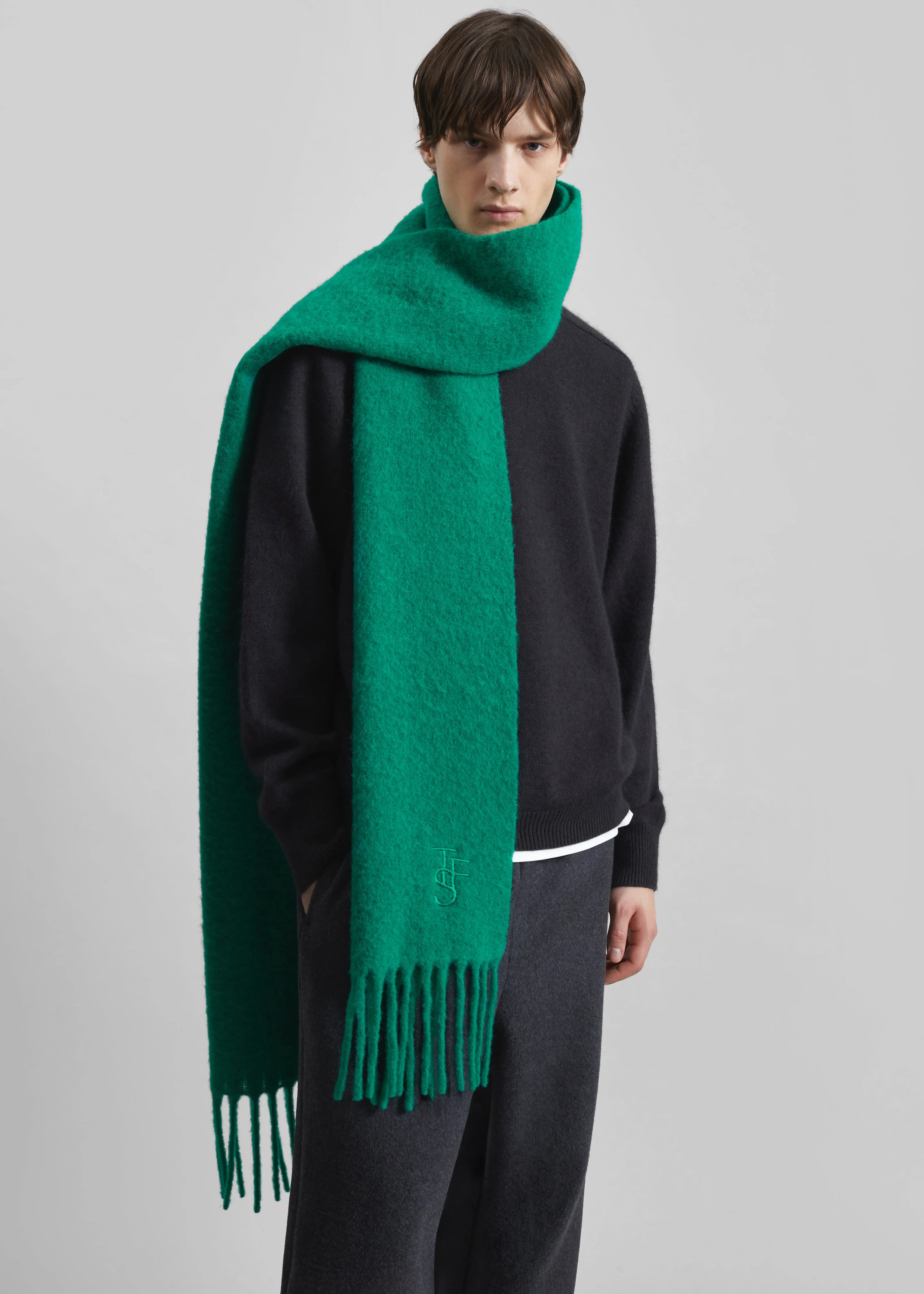 Olari Alpaca Blend Scarf - Green - Image 4