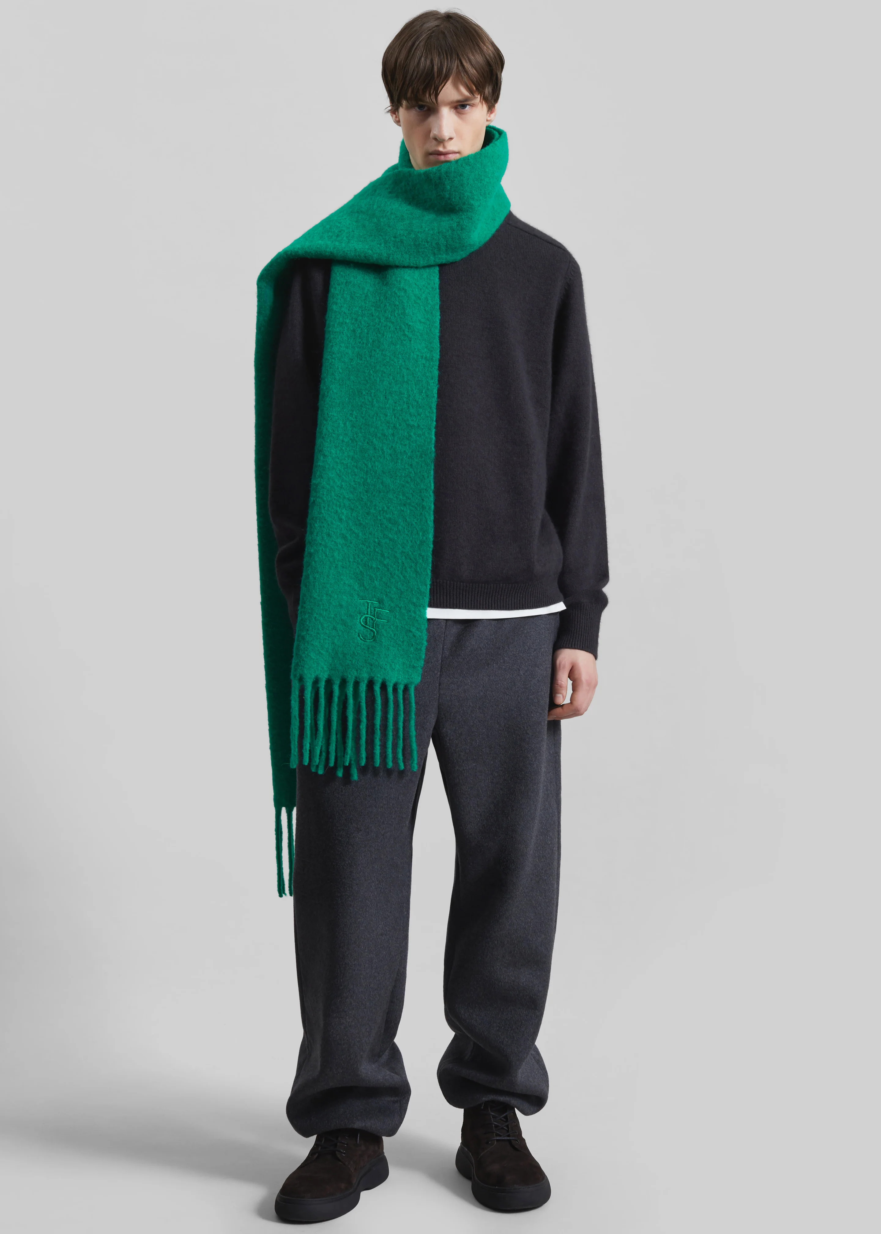 Olari Alpaca Blend Scarf - Green - Image 6