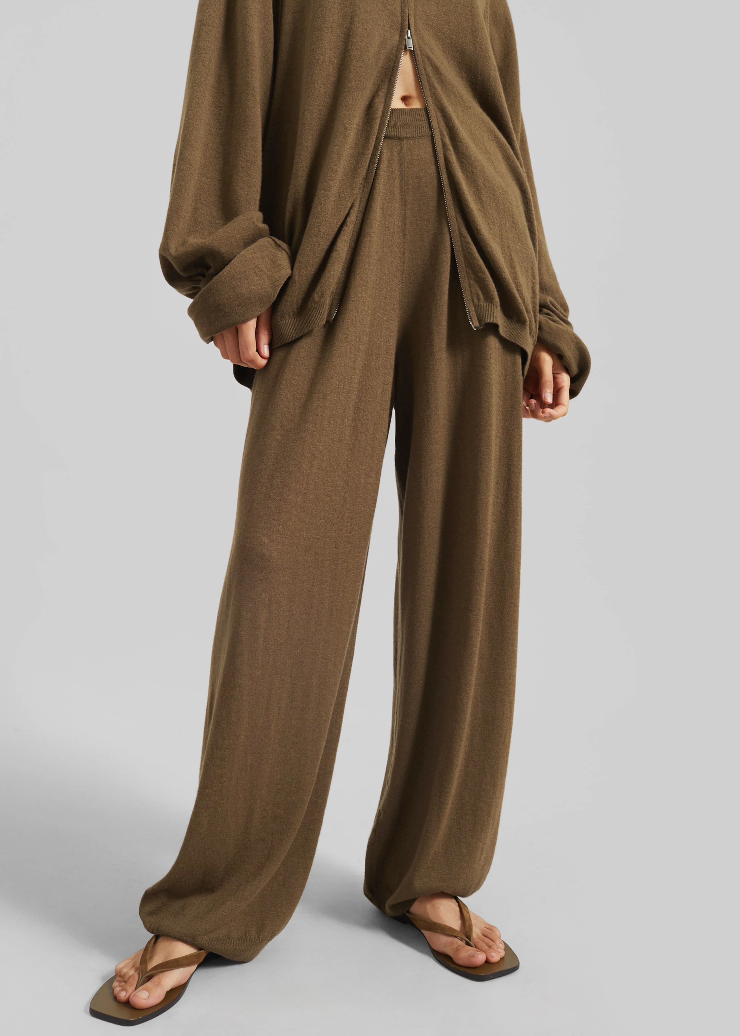 Olia Knit Joggers - Dark Camel - Image 2