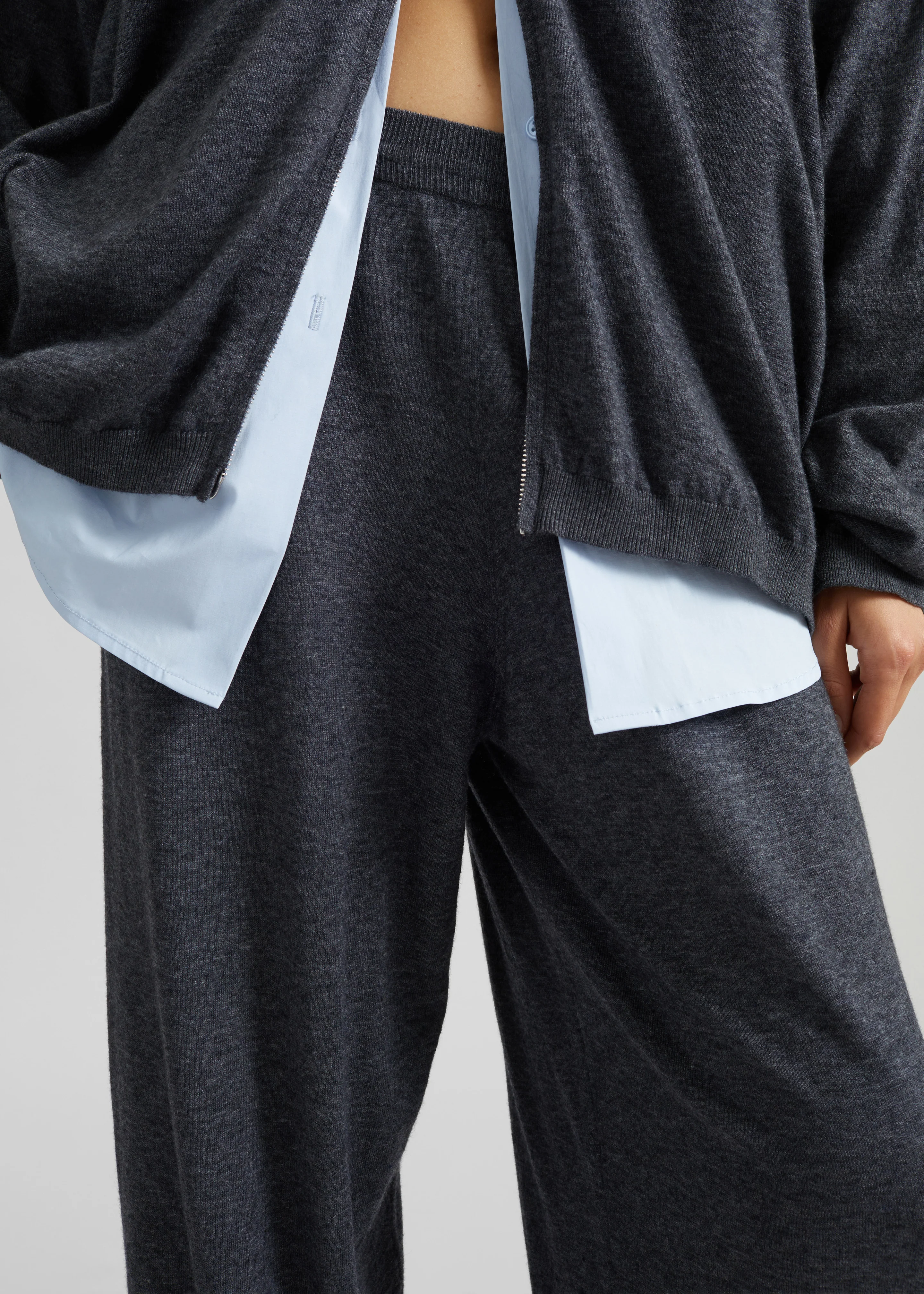 Olia Knit Joggers - Dark Grey Melange - Image 3