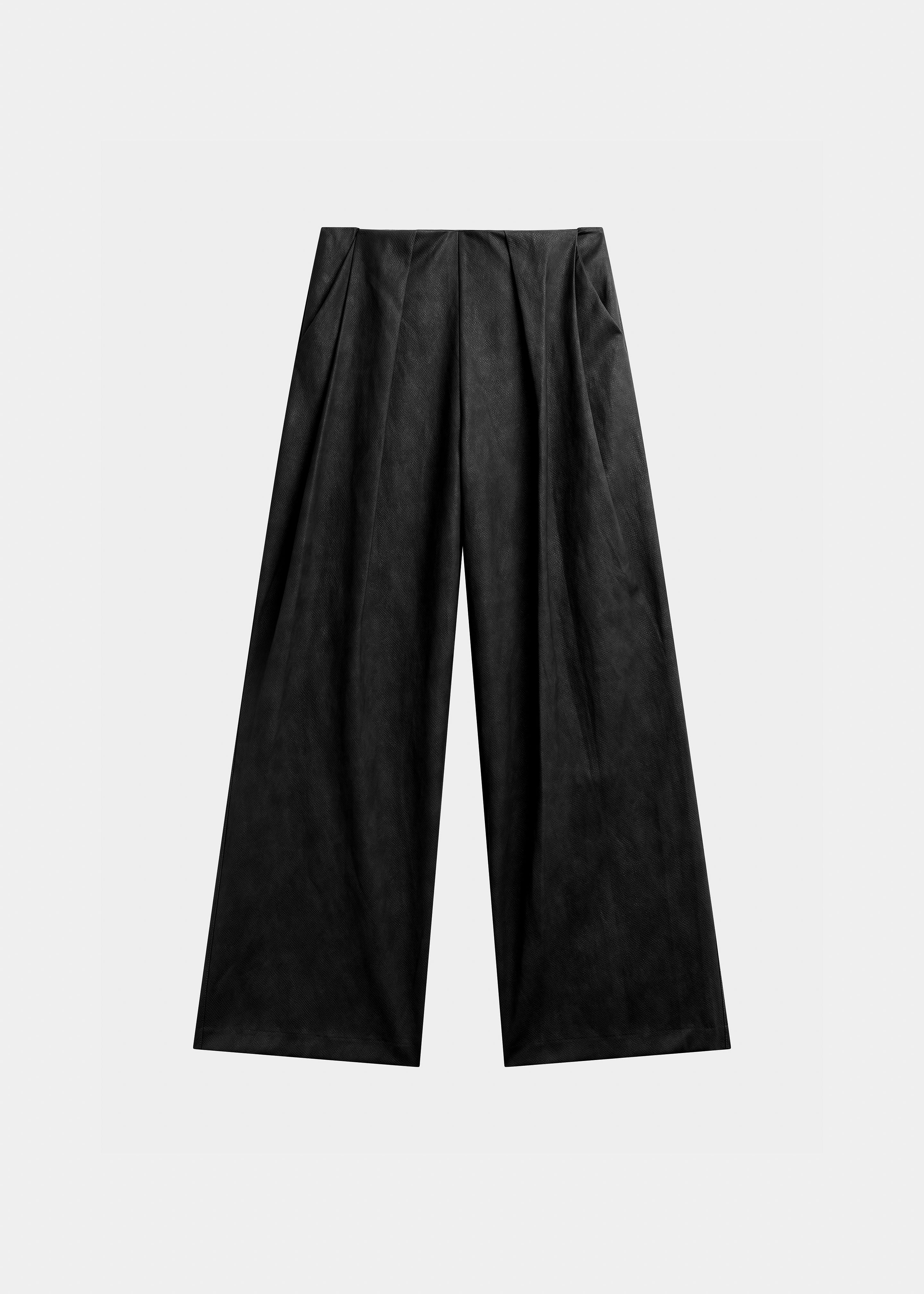 Olivet Faux Leather Trousers - Black - Image 8