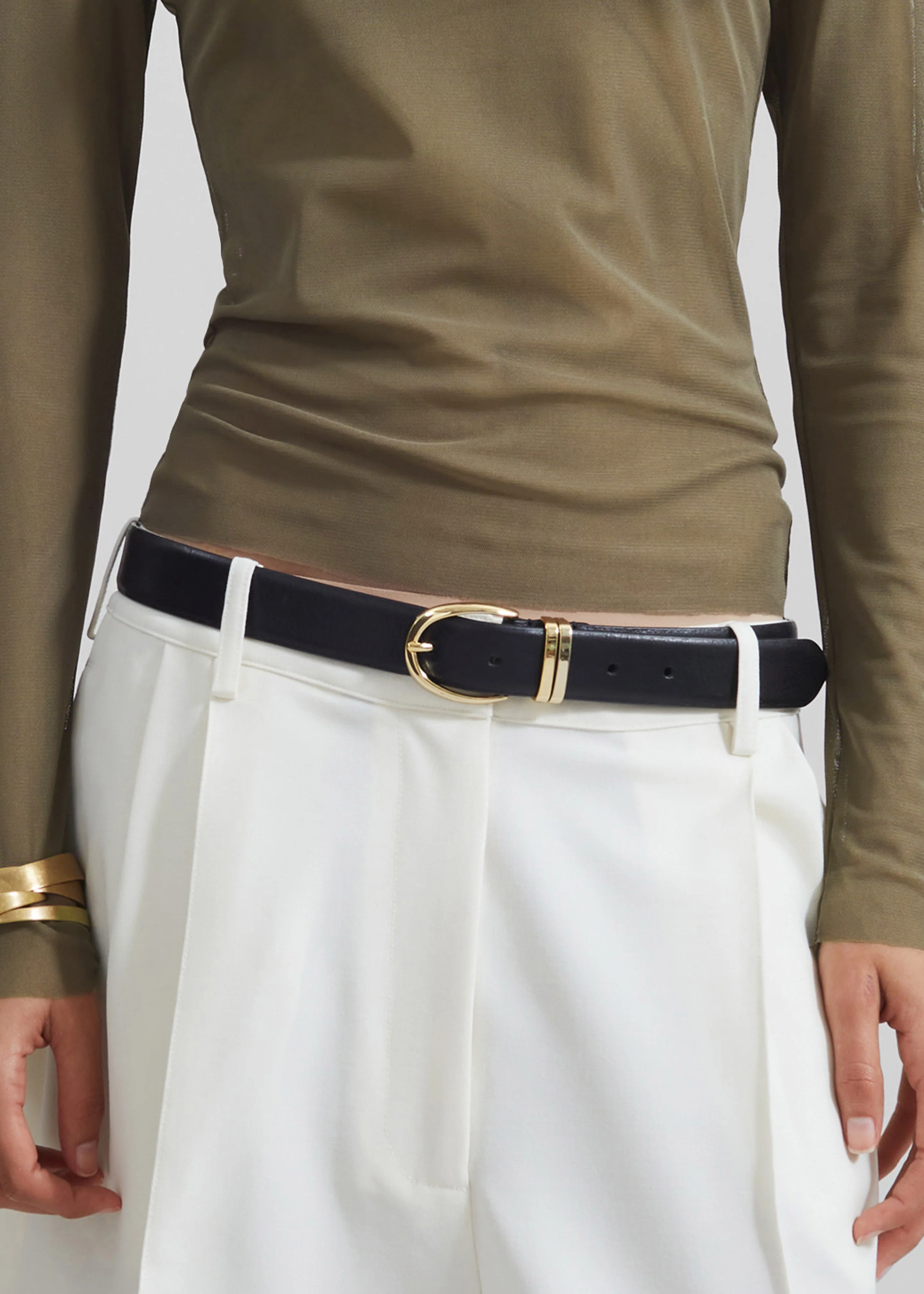 Ora Leather Belt - Black/Gold - Image 5