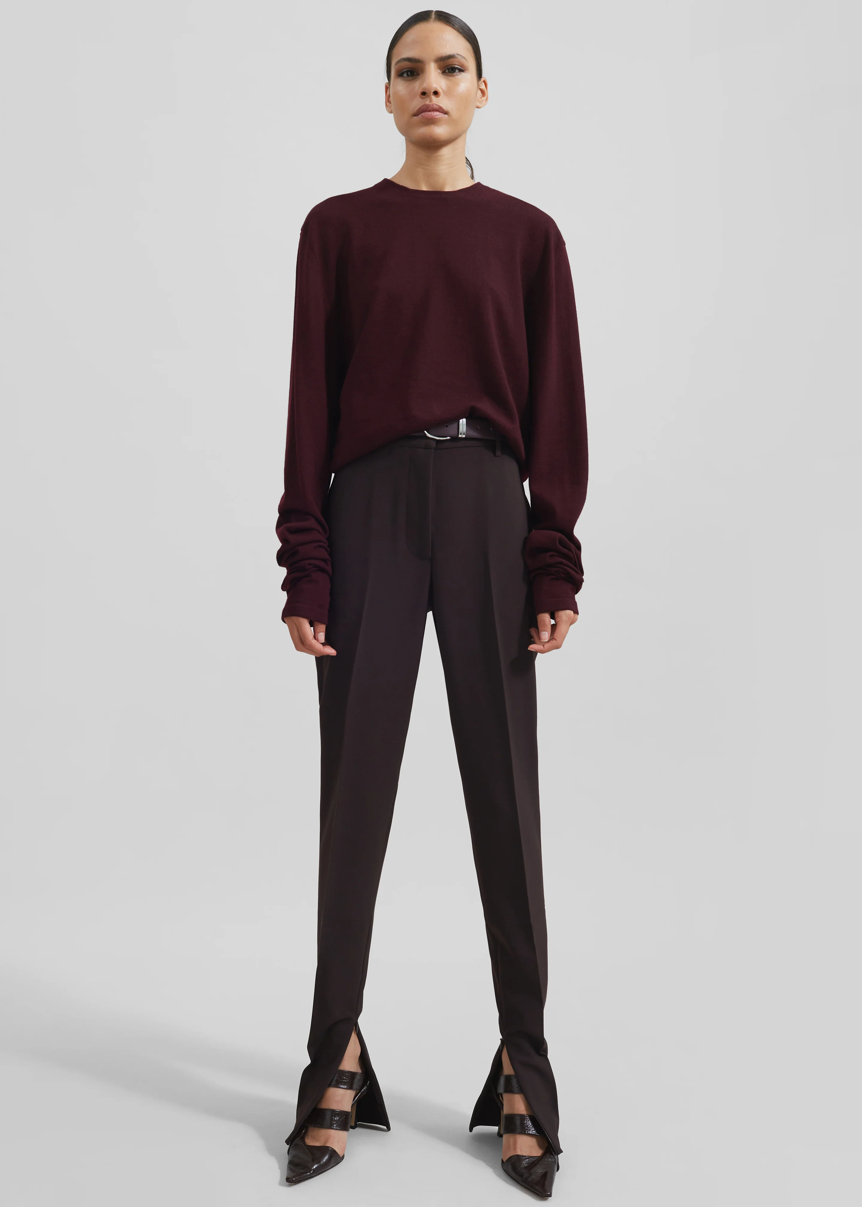 Ora Leather Belt - Plum/Silver - Image 4