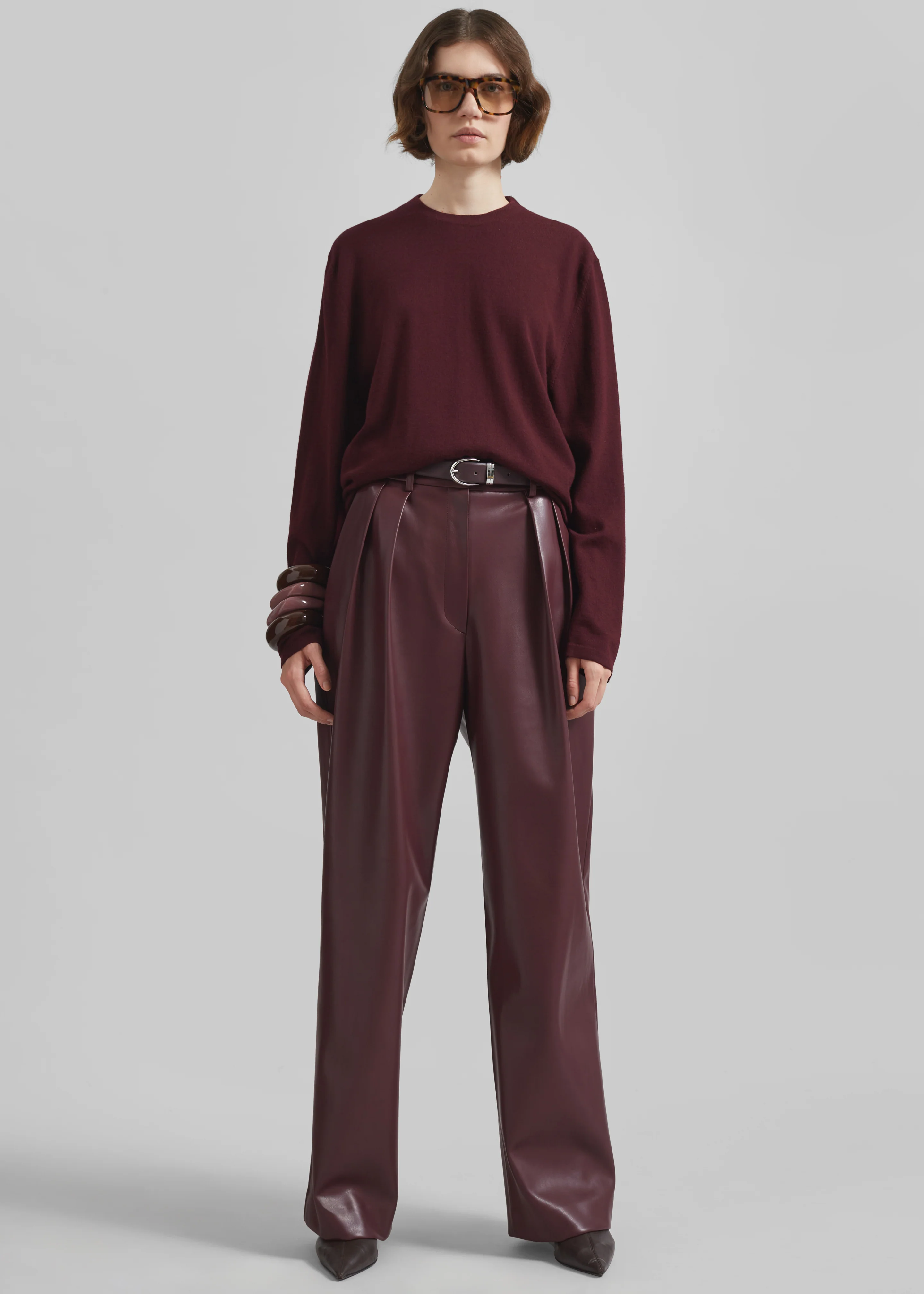 Ora Leather Belt - Plum/Silver - Image 9