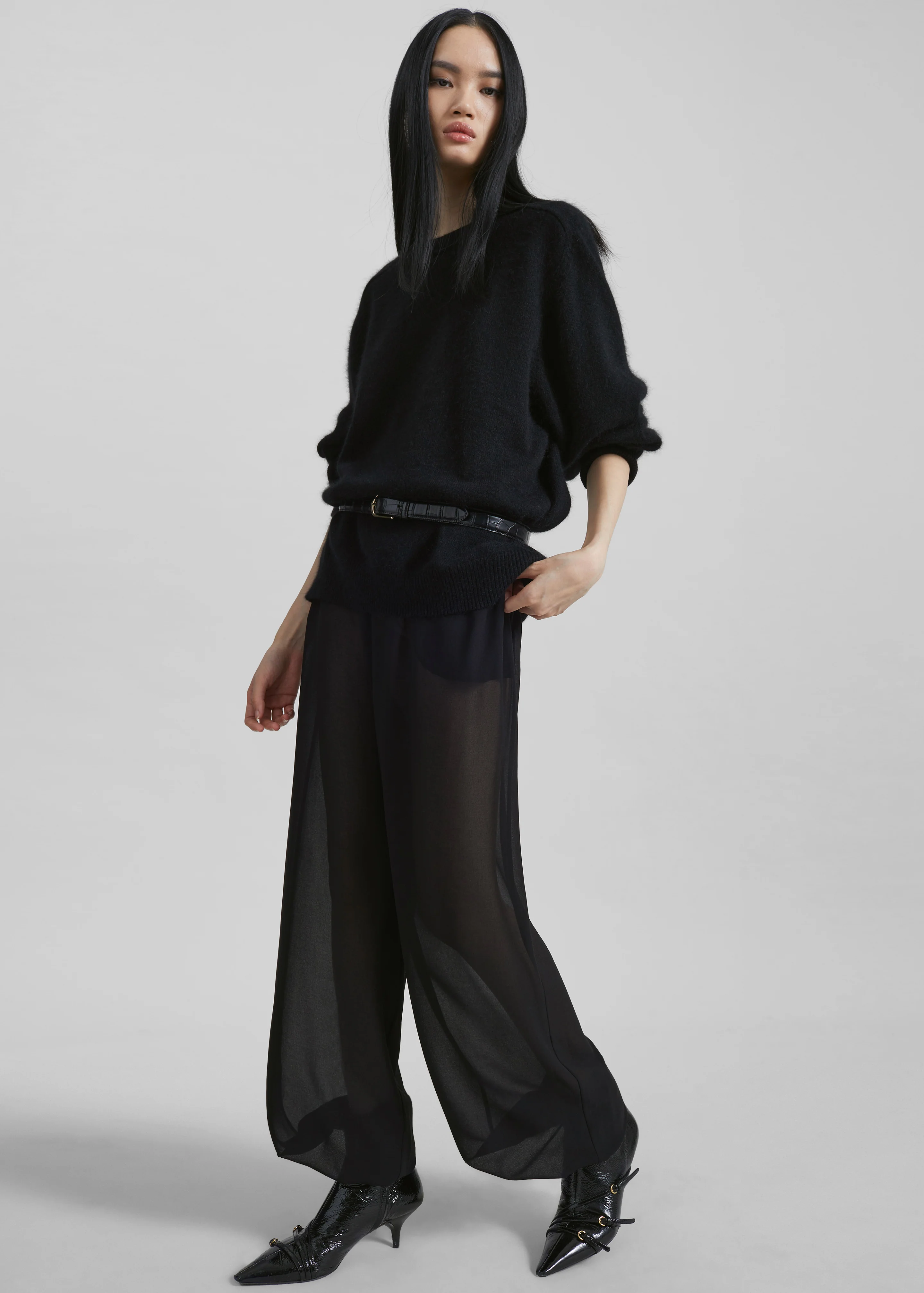 Orissa Sheer Balloon Pants - Black - Image 4