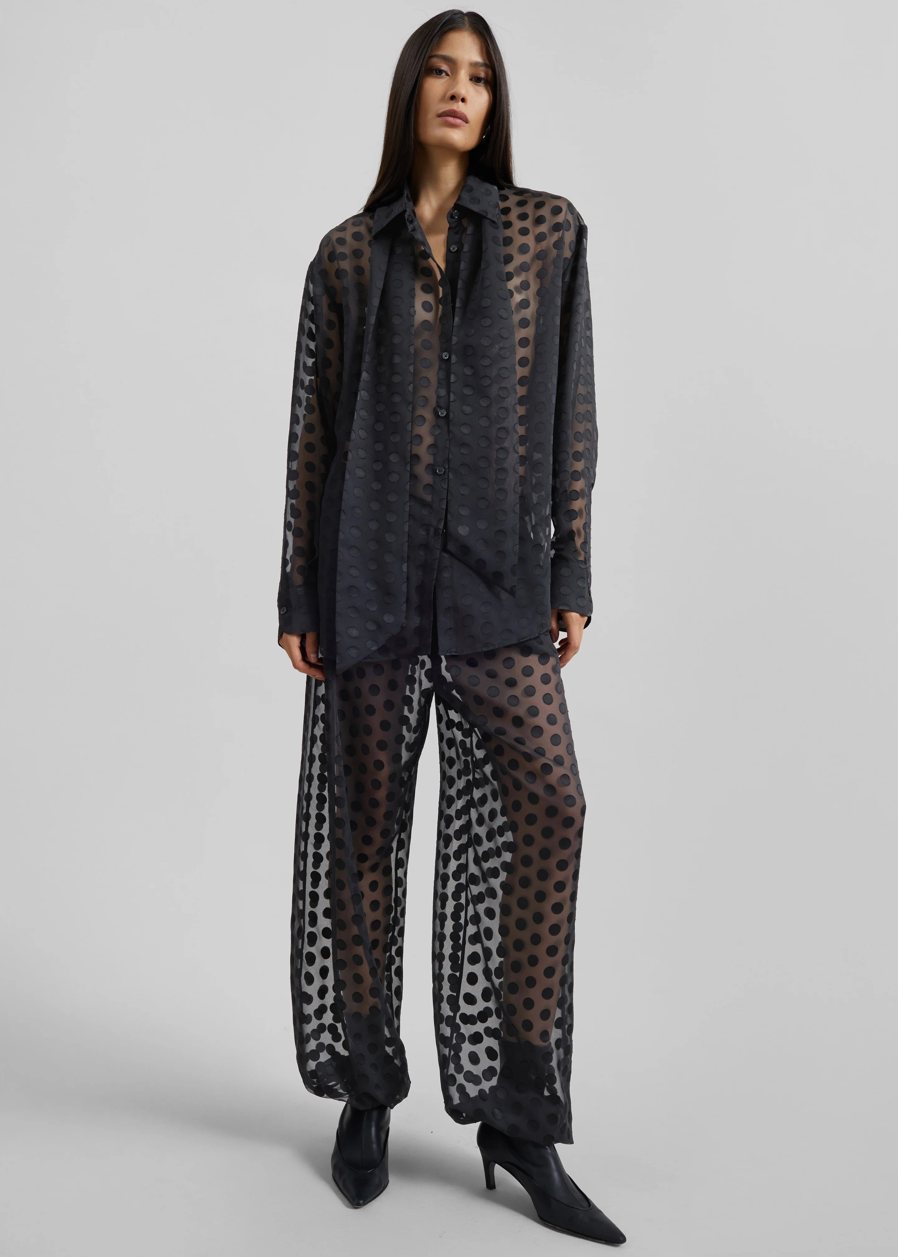 Orissa Sheer Balloon Pants - Black Polka Dot - Image 3