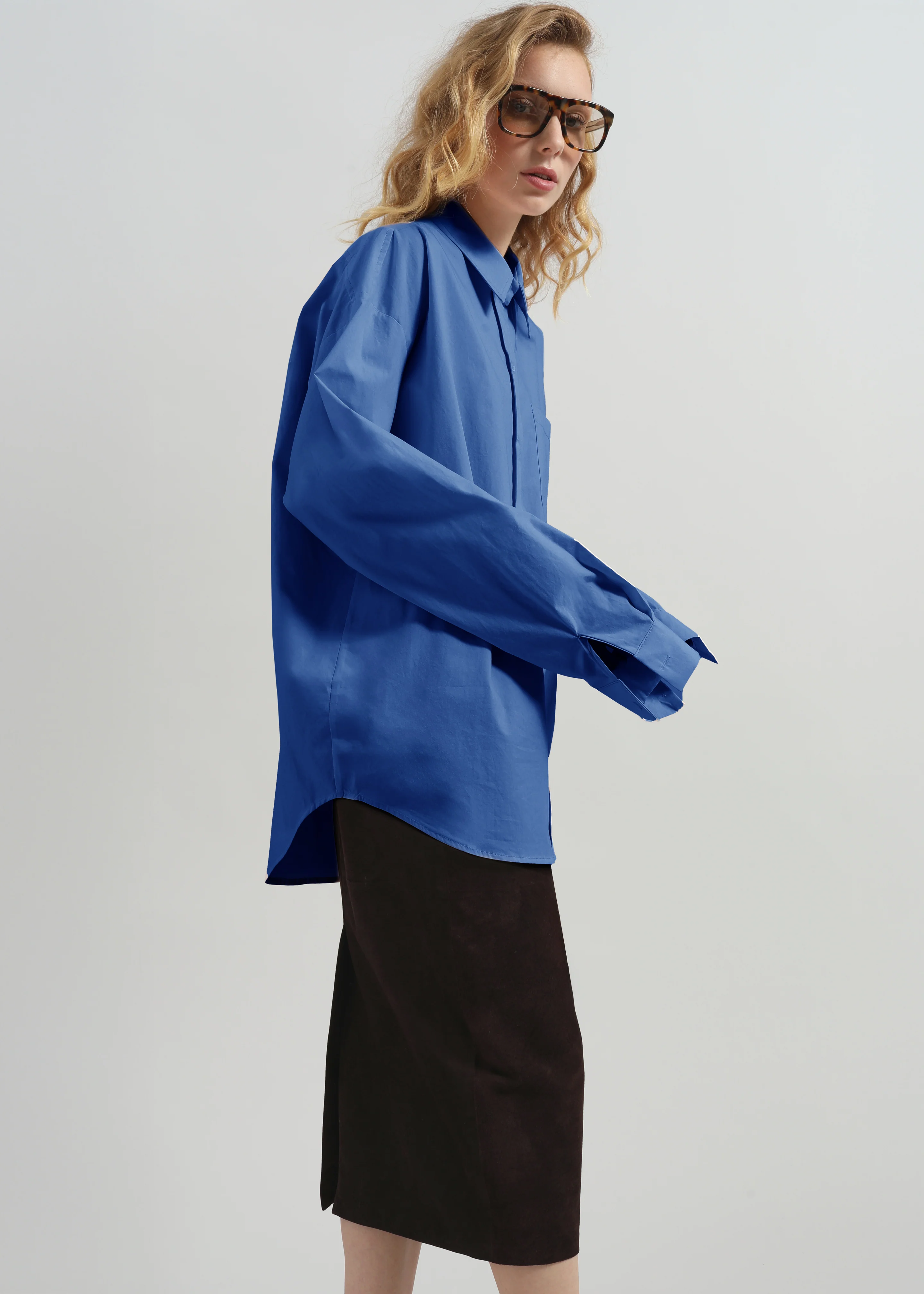Ornella Side Button-Up Shirt - Cobalt - Image 2