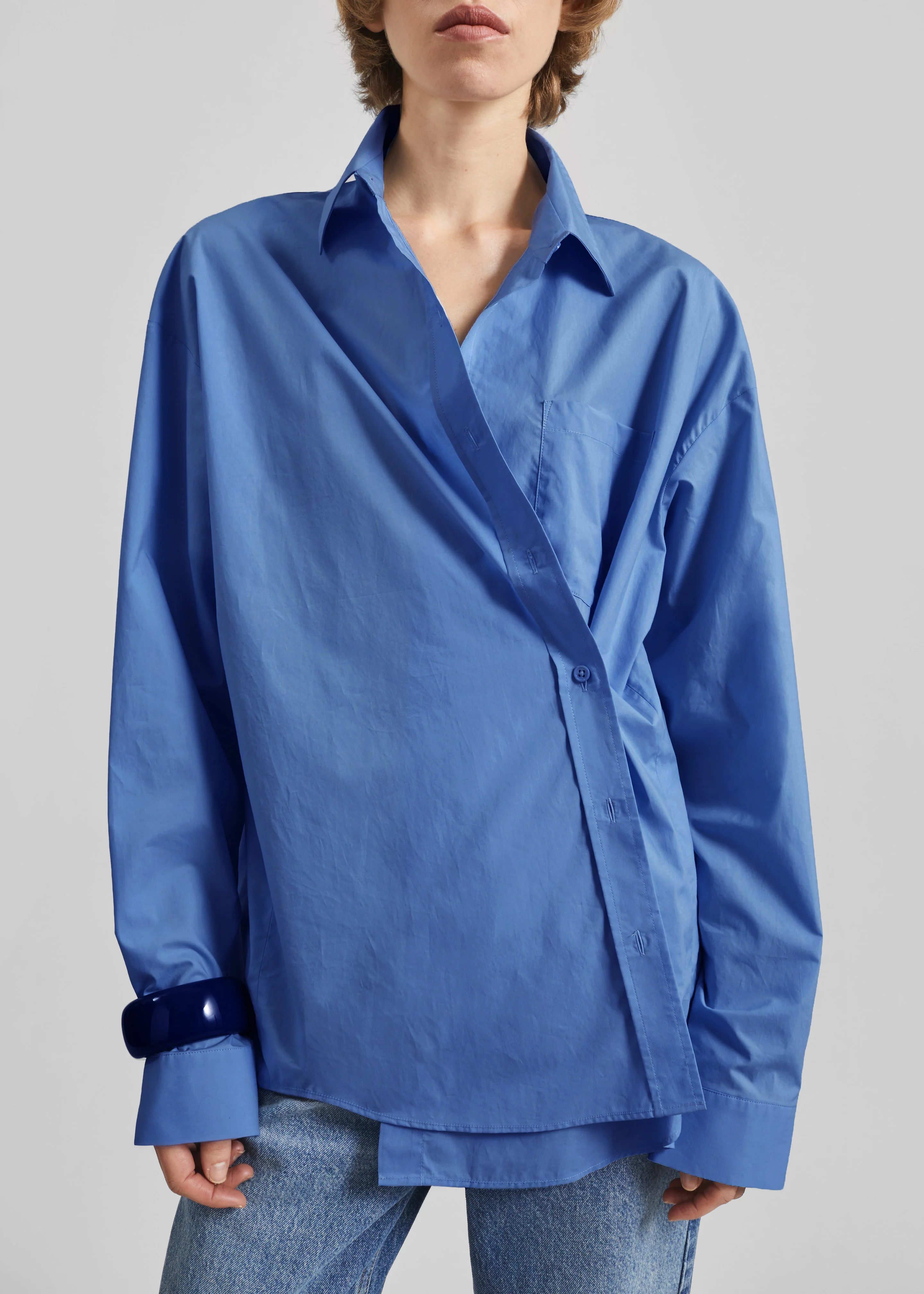 Ornella Side Button-Up Shirt - Cobalt - Image 3