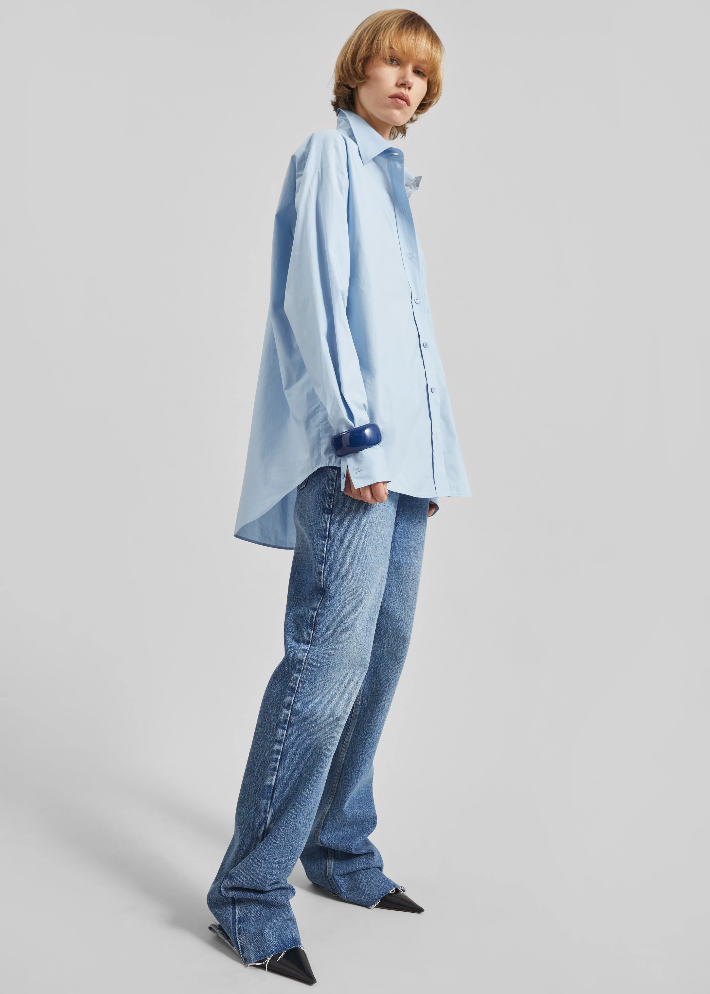 Ornella Side Button-Up Shirt - Light Blue - Image 2