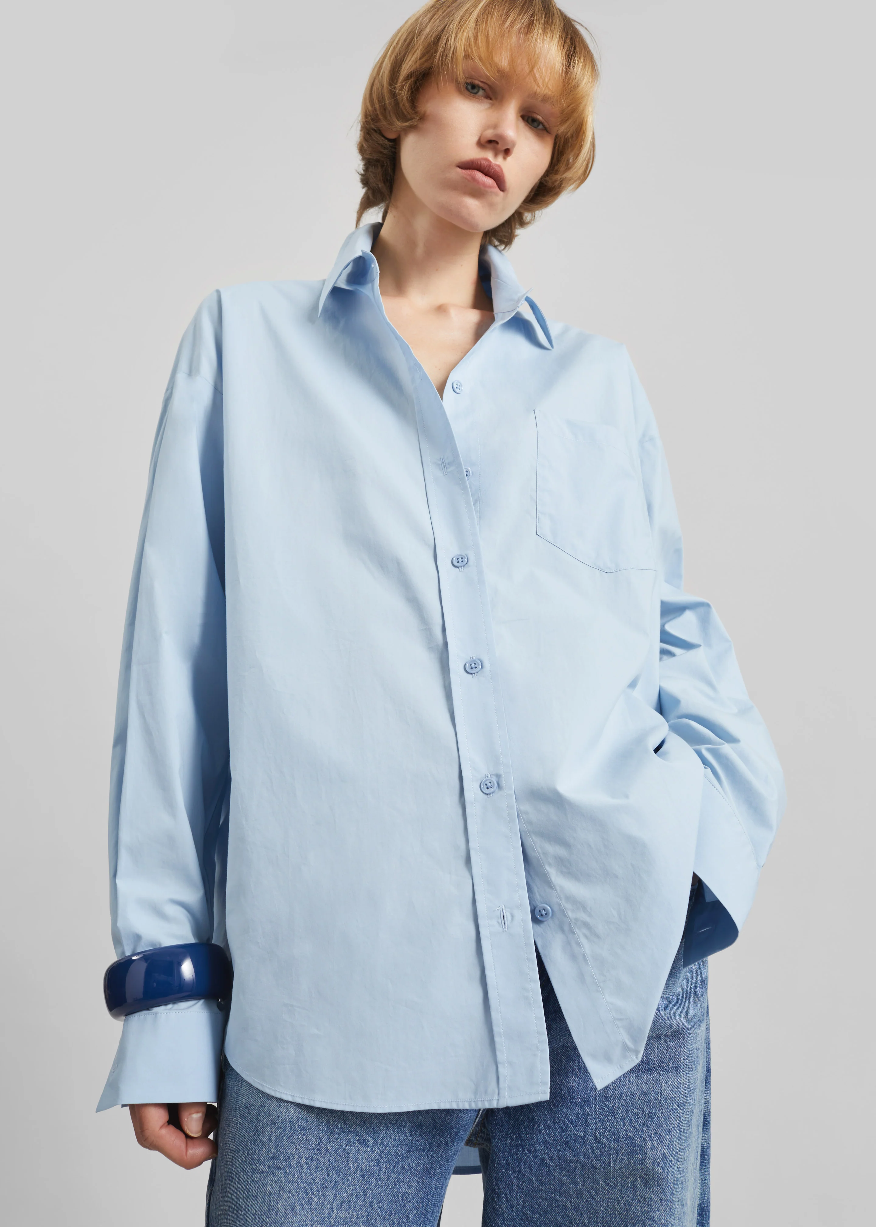 Ornella Side Button-Up Shirt - Light Blue - Image 4