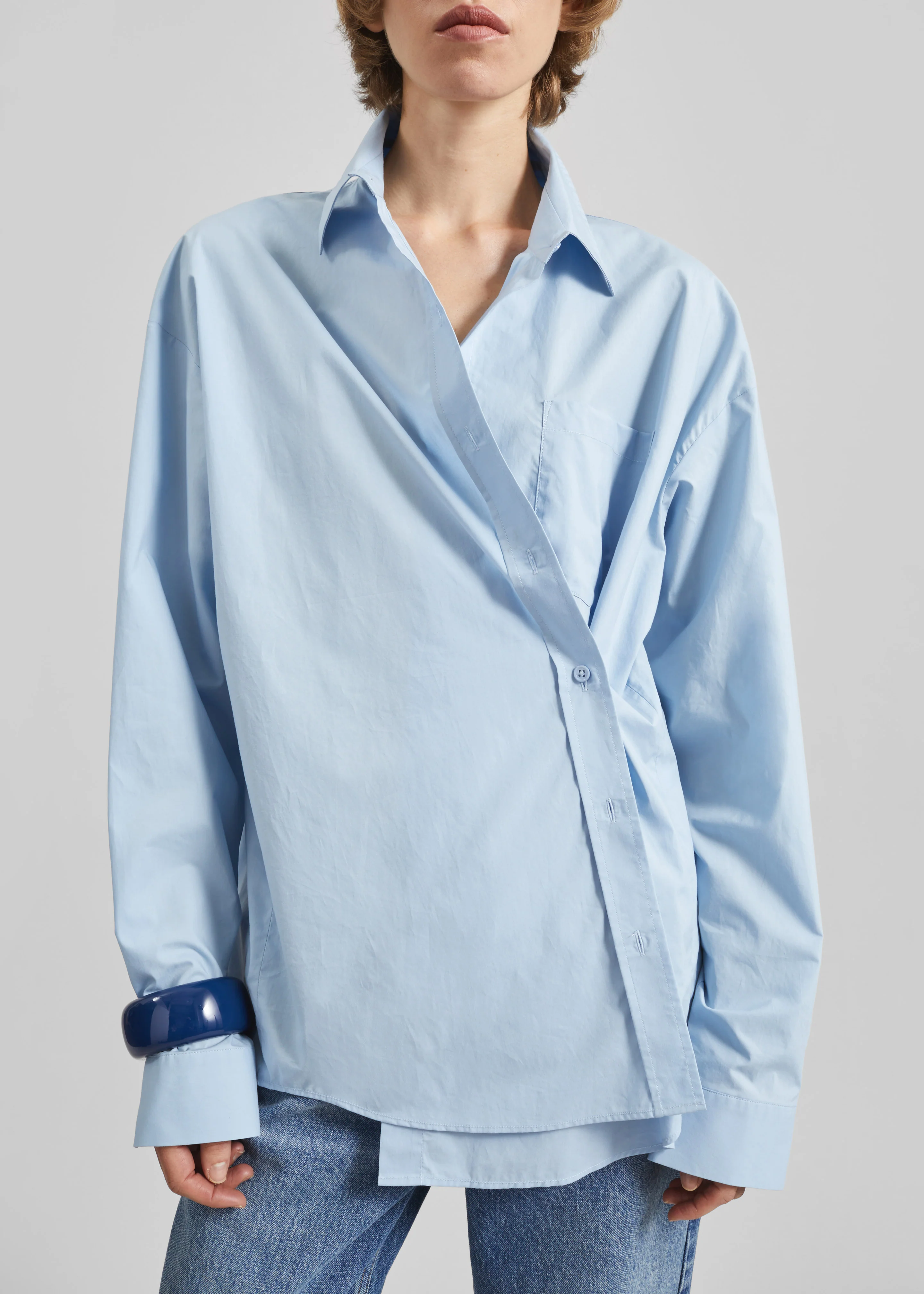Ornella Side Button-Up Shirt - Light Blue - Image 6