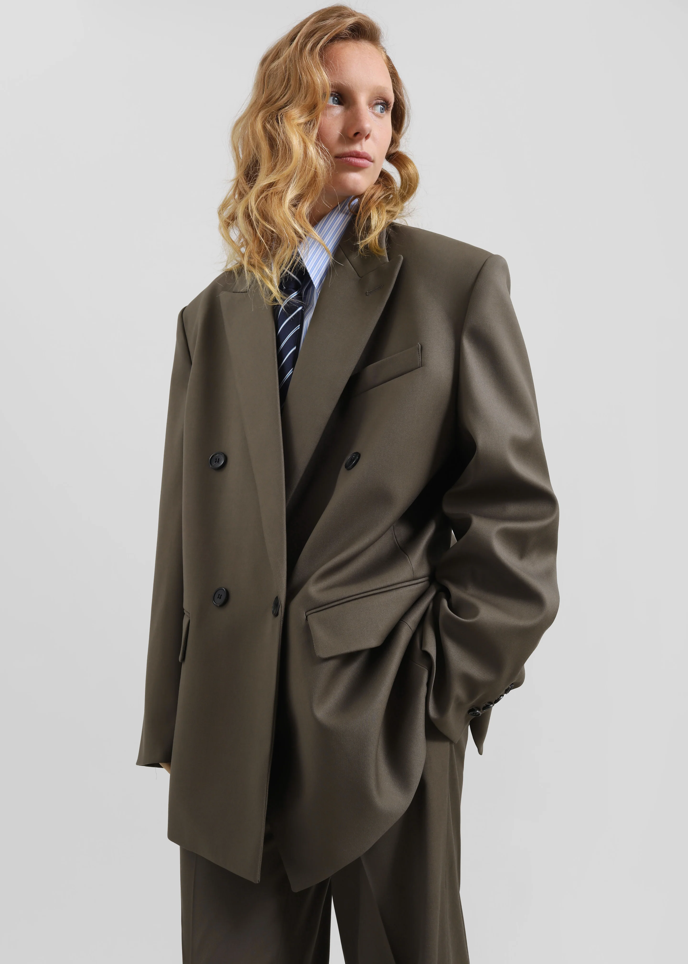 Pallen Double Breasted Blazer - Brown - Image 16