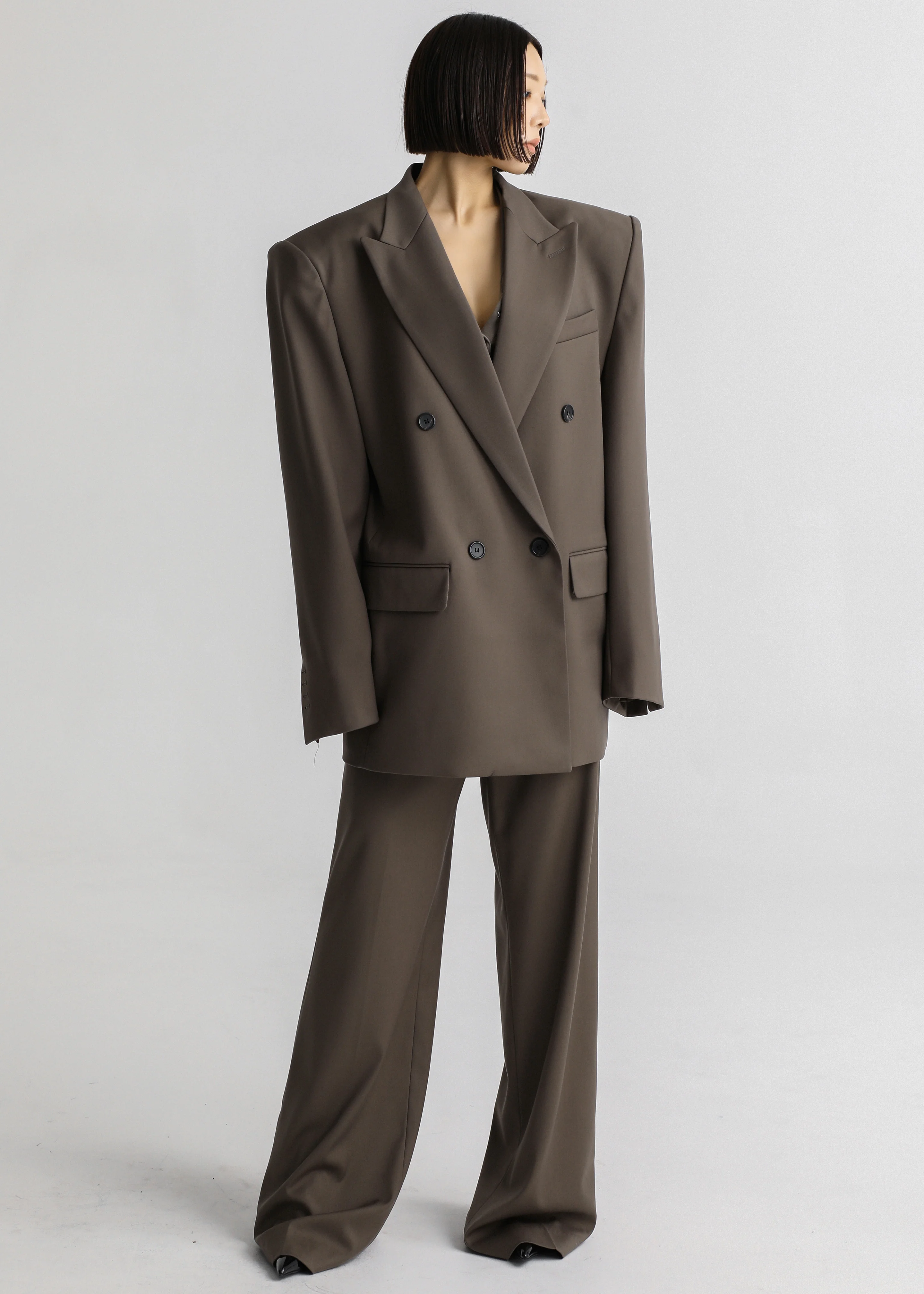 Pallen Double Breasted Blazer - Brown - Image 17