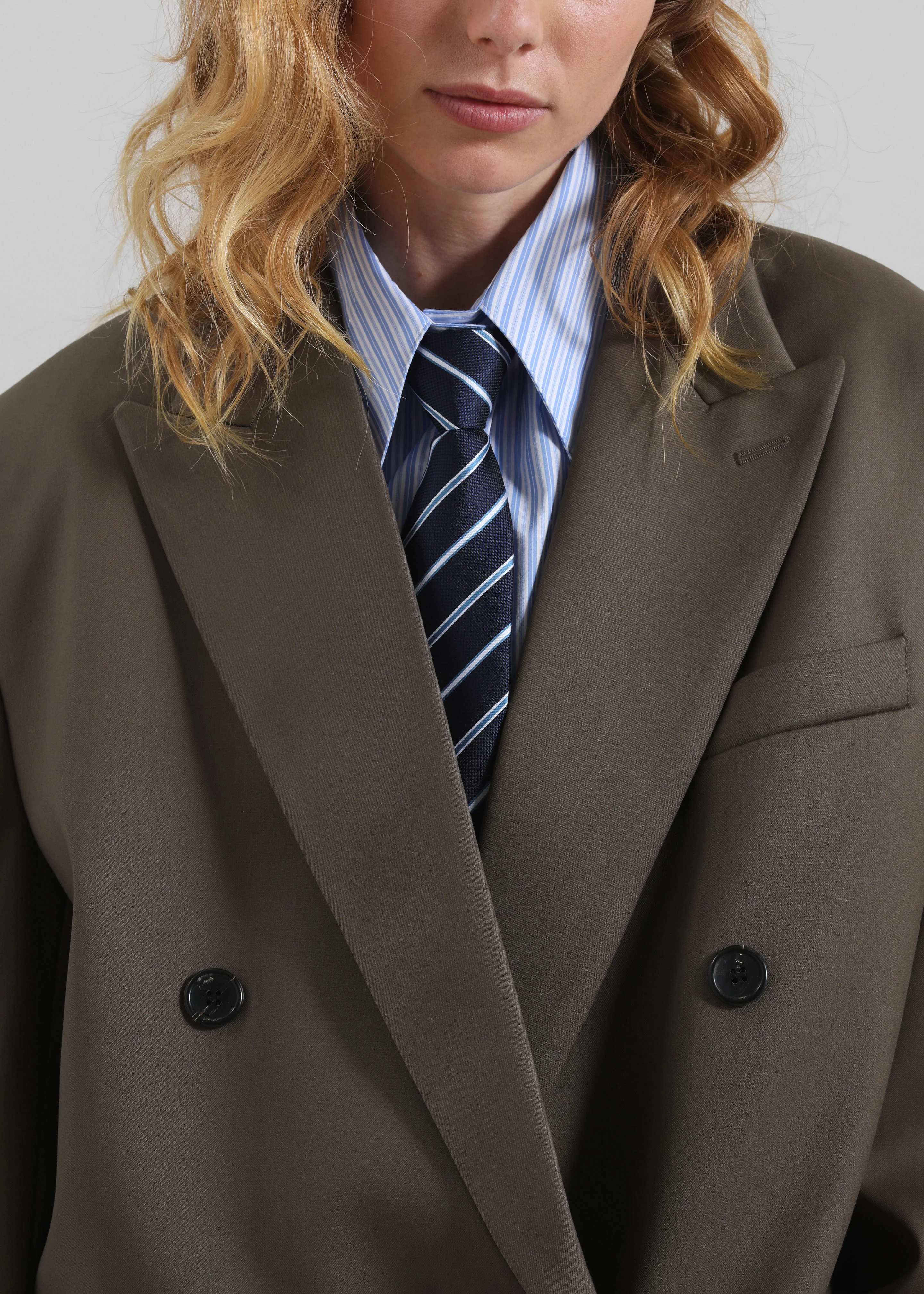 Pallen Double Breasted Blazer - Brown - Image 4