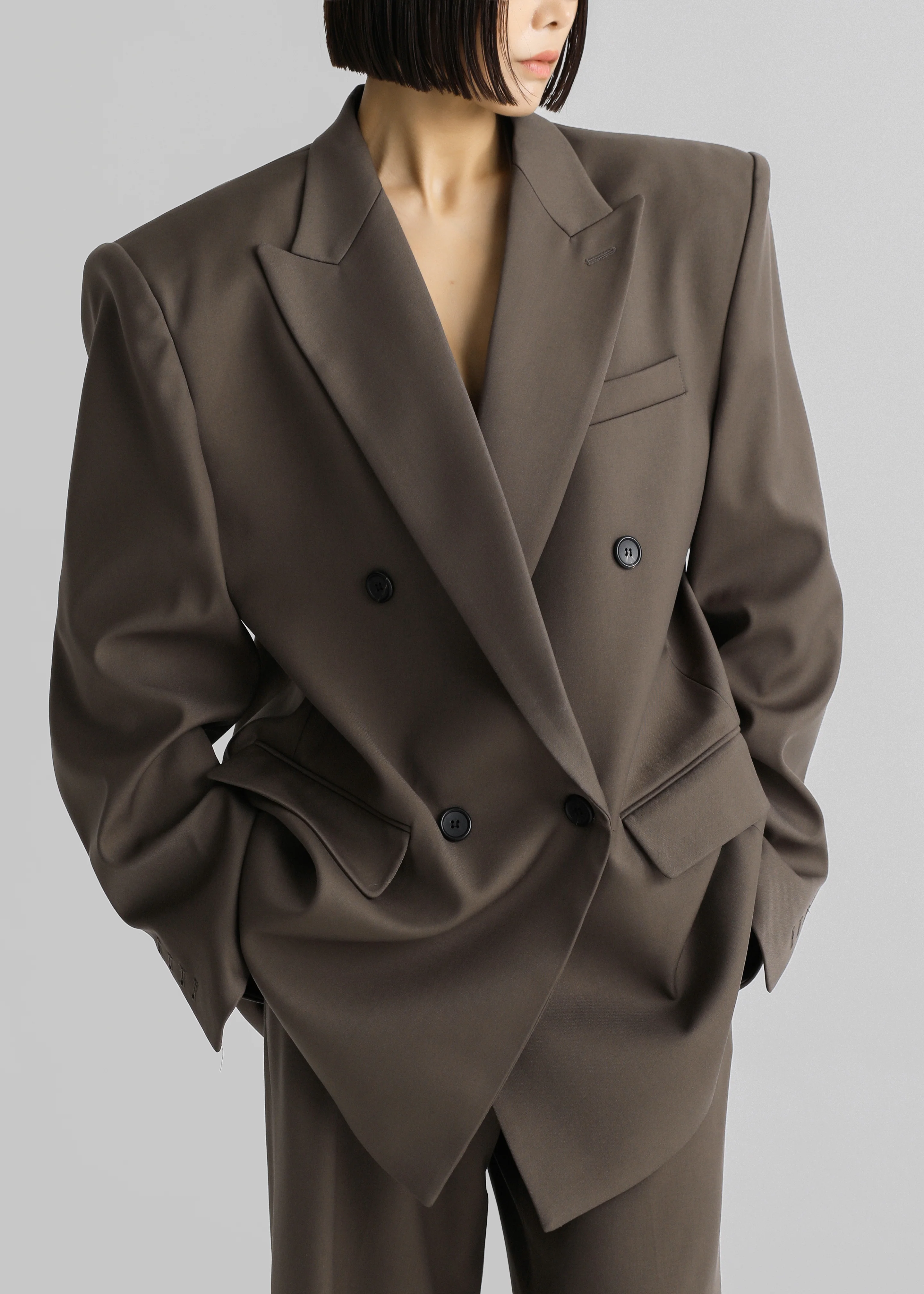 Pallen Double Breasted Blazer - Brown - Image 7
