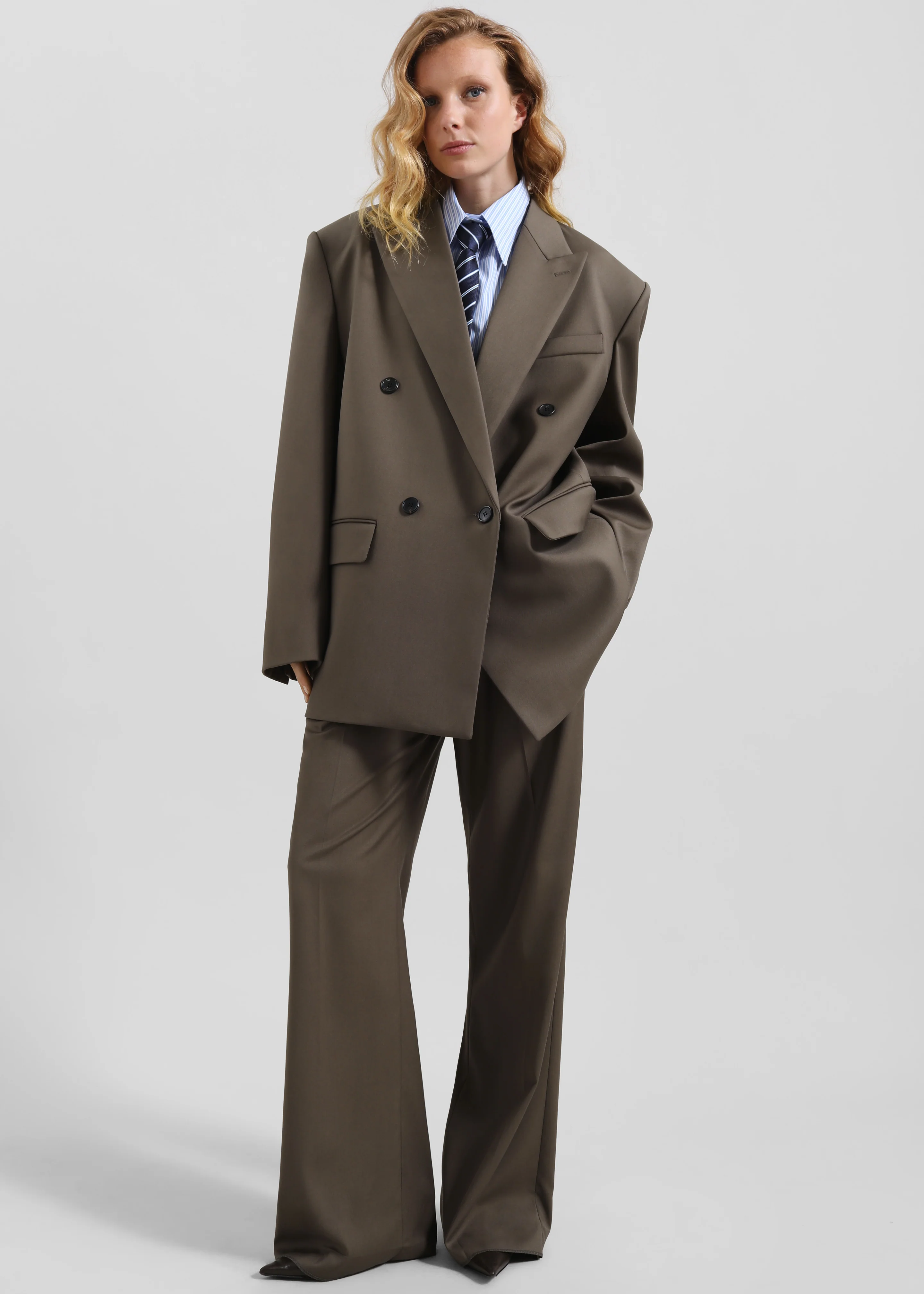 Pallen Double Breasted Blazer - Brown - Image 8