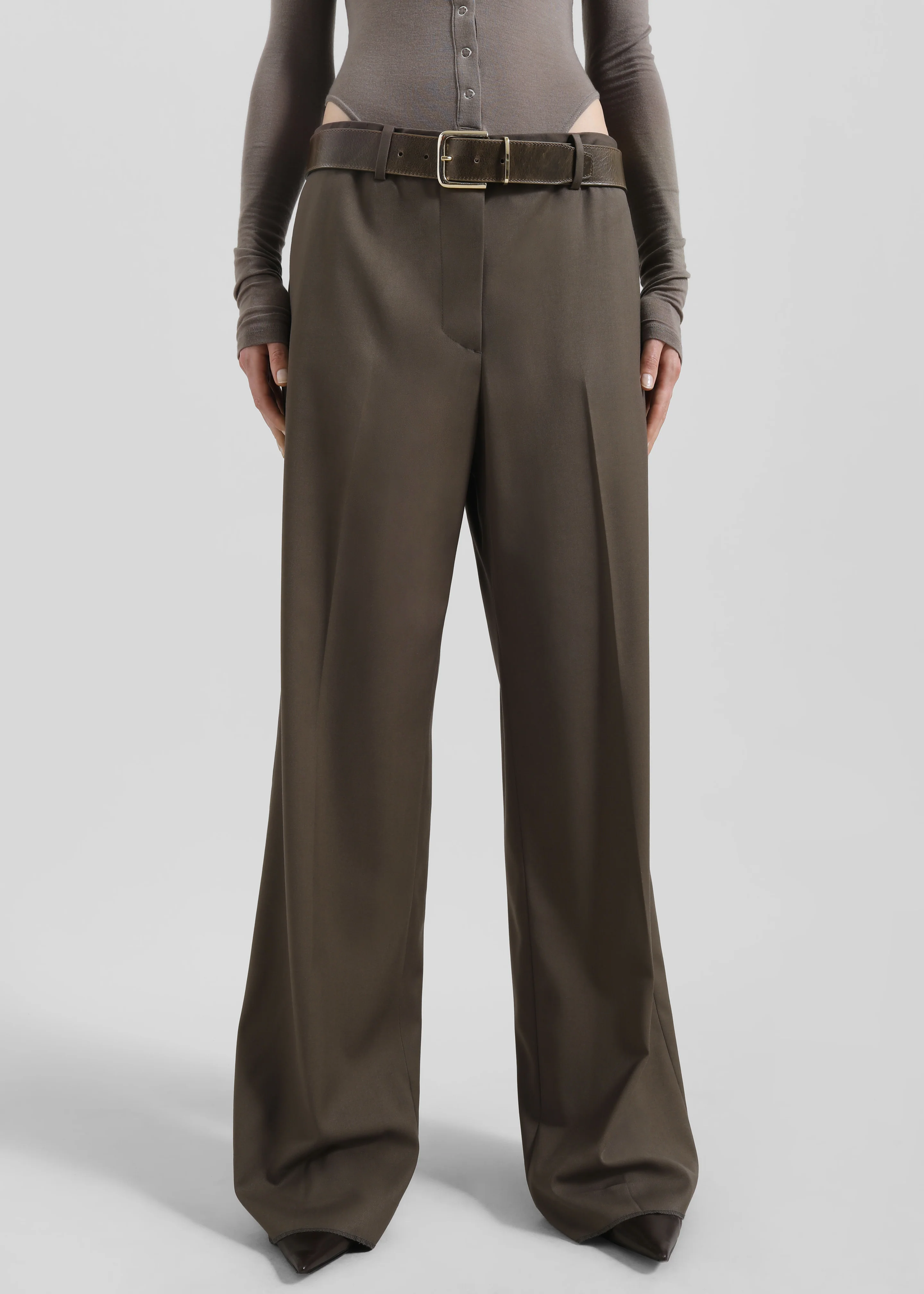 Pallen Wide Trousers - Brown - Image 6