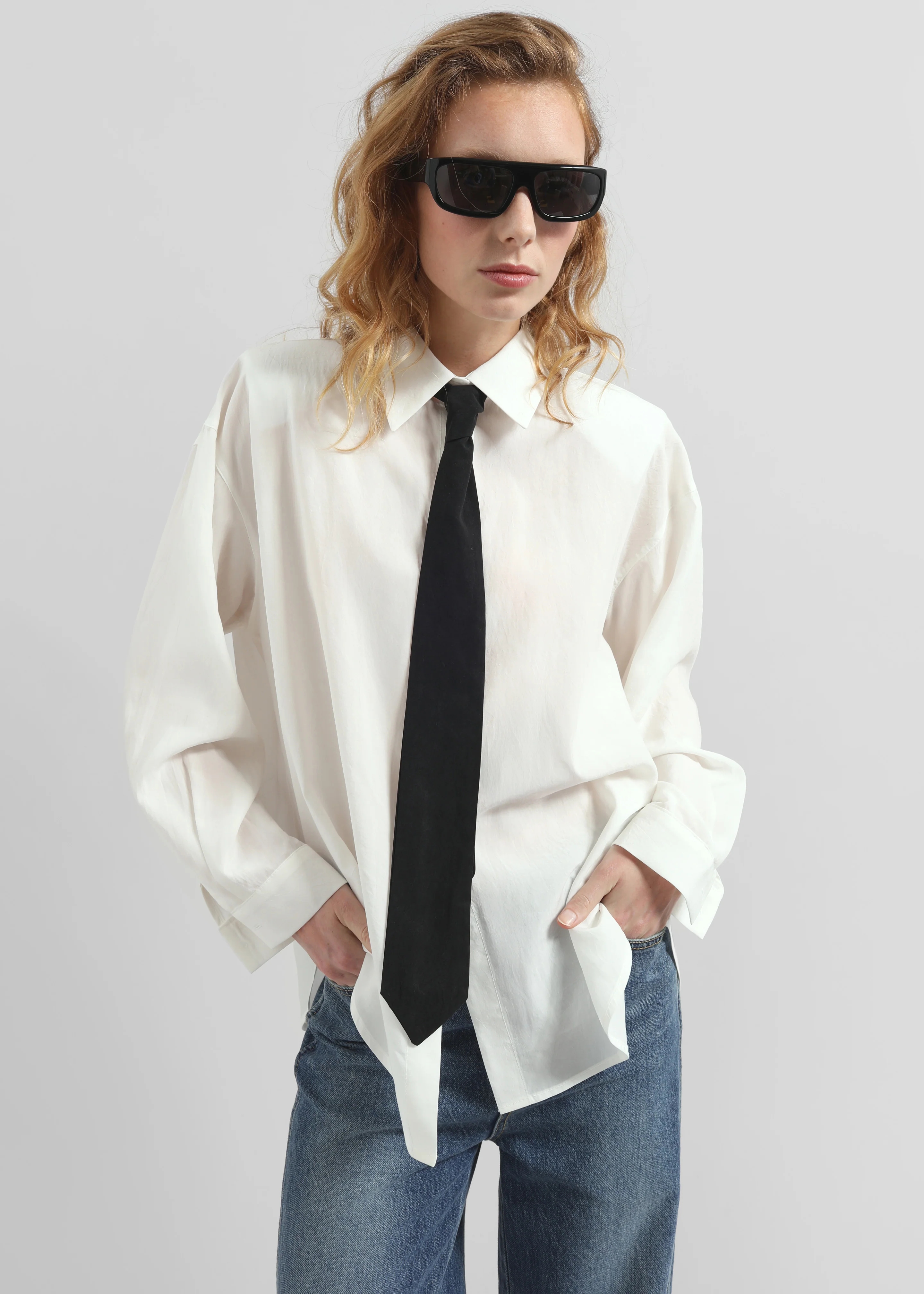 Patti Neck Tie Shirt - White - Image 5