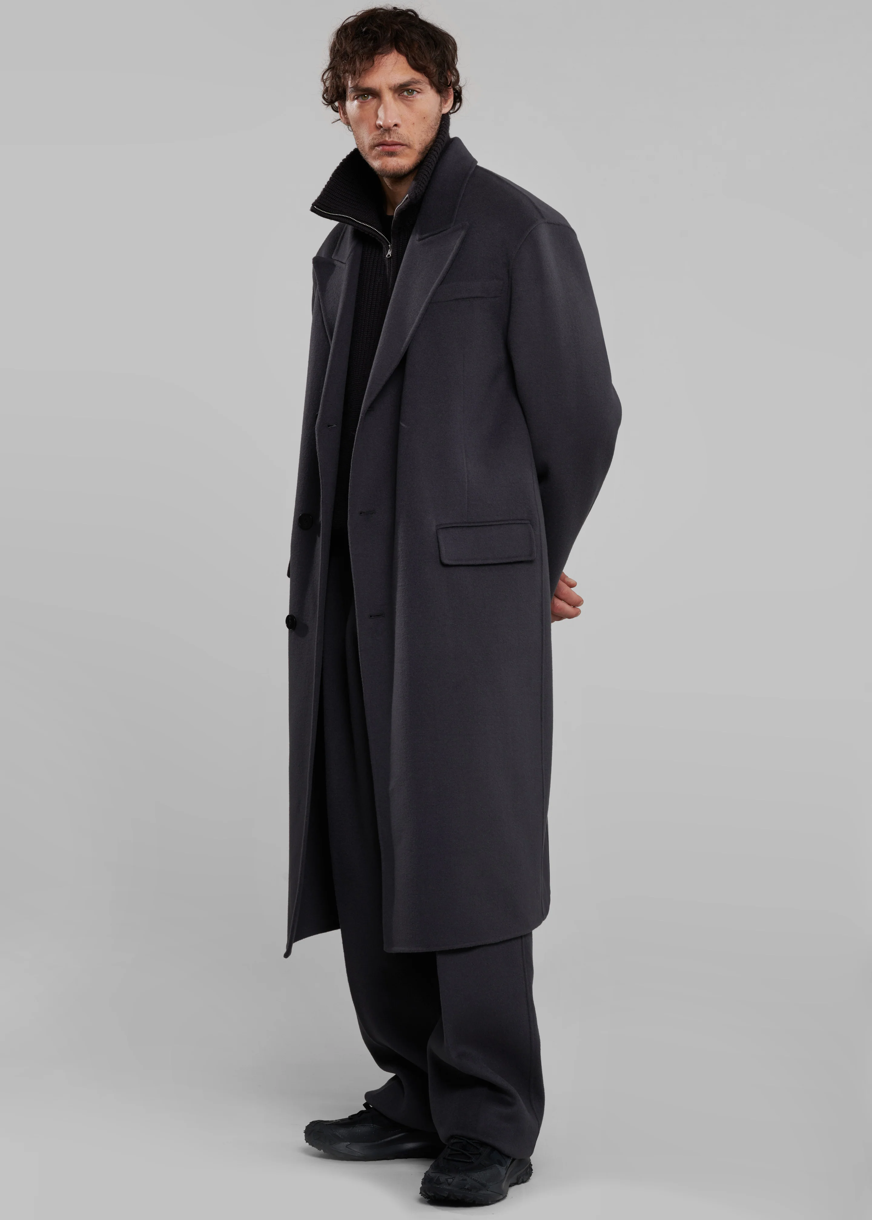 Paxton Wool Coat - Dark Grey - Image 3